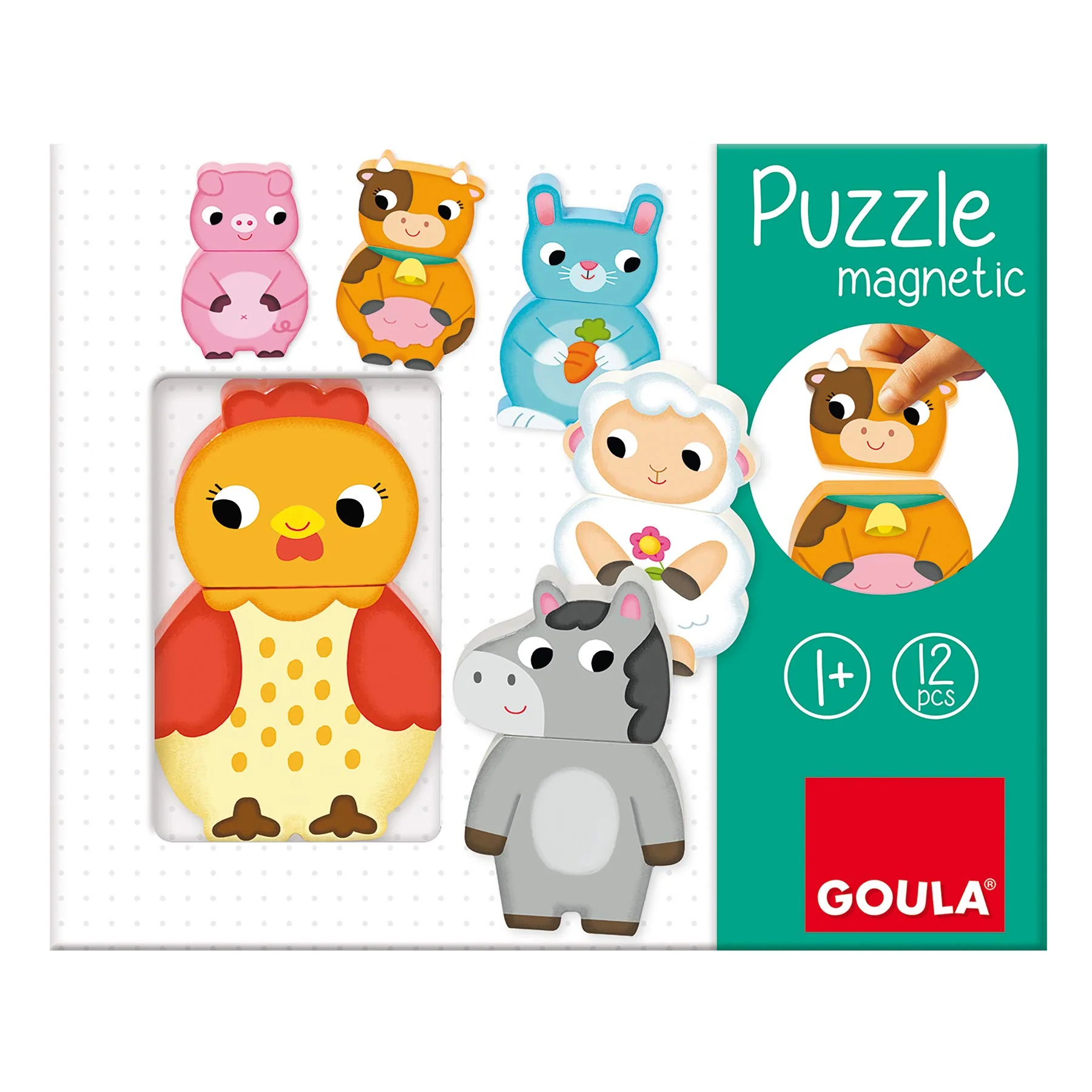 Goula 455245 Magnetisches Holzpuzzle Bauernhoftiere, Magnetpuzzle, Holzspielzeug, ab 12 Monaten - Image 3