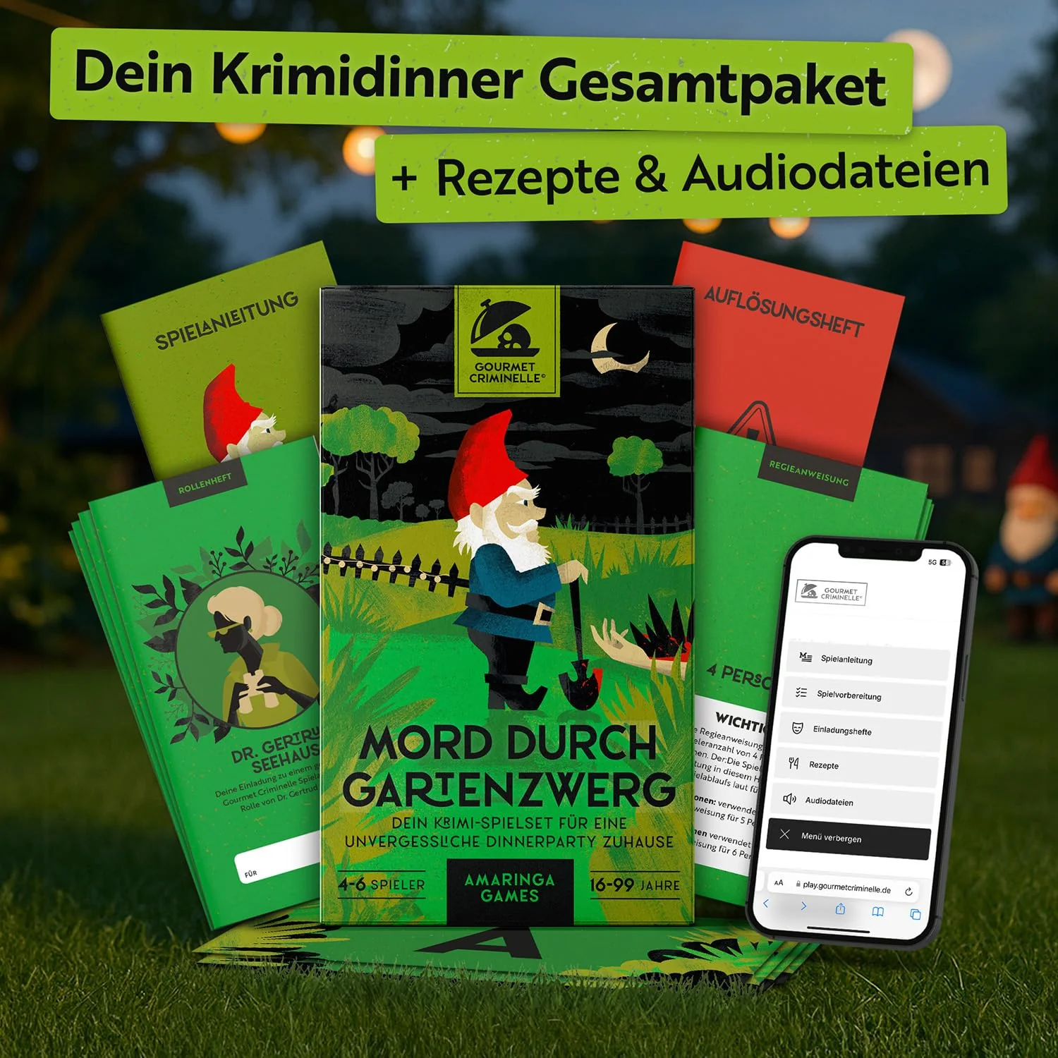 Gourmet Criminelle® Krimidinner für zuhause I 4-6 Personen I Mysteriöser Mordfall Mord durch Gartenzwerg für Deine Crime Dinner Party I Spannendes Krimi Dinner Spiel ab 16 Jahren I 4-6 Spieler - Image 3