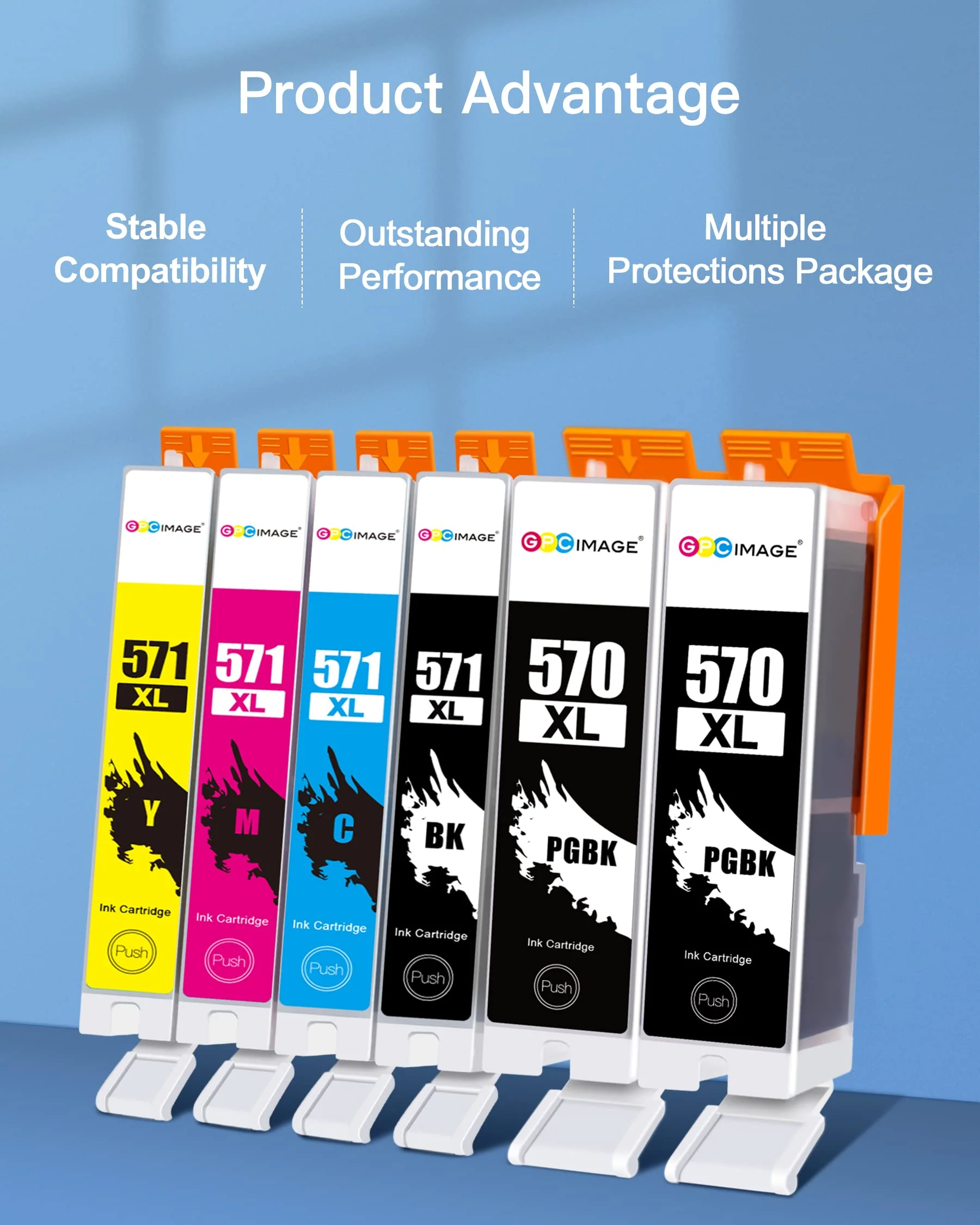 GPC IMAGE 570 571 XL Kompatible für Canon 571 570 für Canon Pixma MG5750 MG5751 MG5752 MG5753 MG6800 MG6850 MG6851 MG6852 MG6853 TS5000 TS5050 TS5051 TS5053 TS5055 TS6050 TS6051 TS6052 (12er-Pack) - Image 3