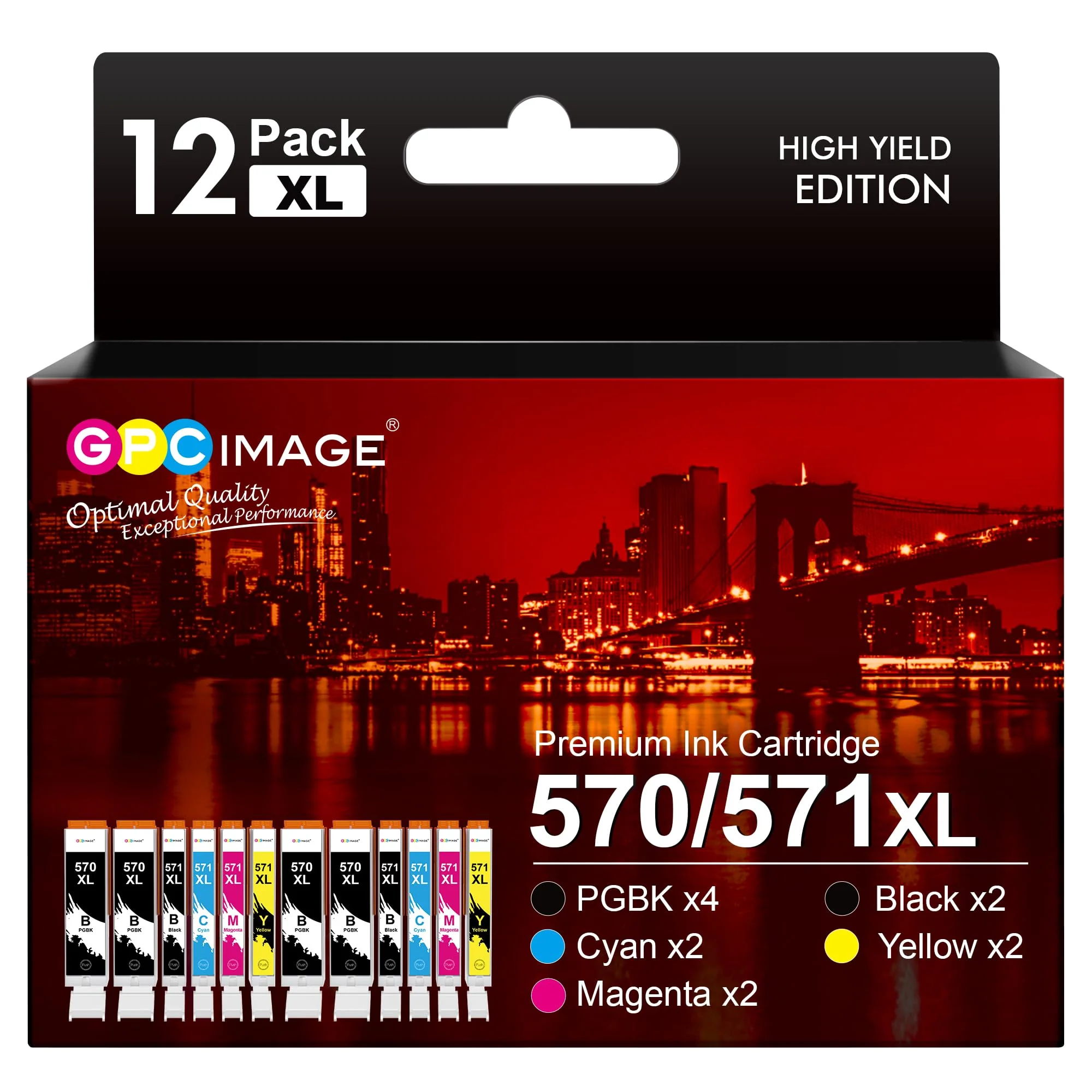GPC IMAGE 570 571 XL Kompatible für Canon 571 570 für Canon Pixma MG5750 MG5751 MG5752 MG5753 MG6800 MG6850 MG6851 MG6852 MG6853 TS5000 TS5050 TS5051 TS5053 TS5055 TS6050 TS6051 TS6052 (12er-Pack) - Image 6