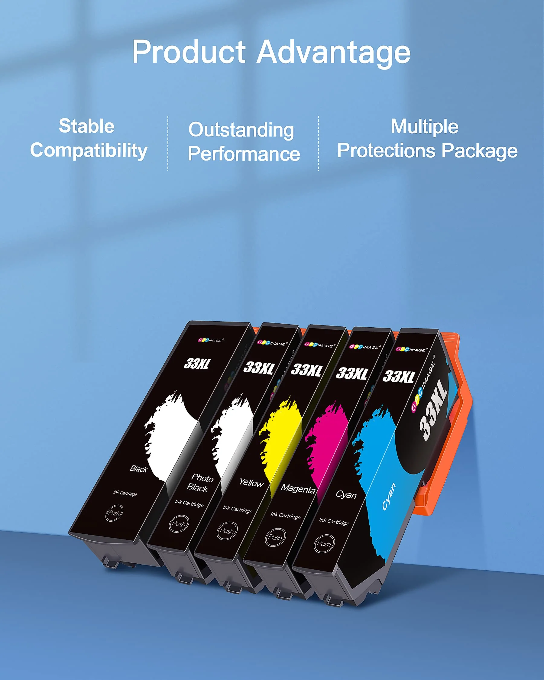GPC IMAGE Kompatible Tintenpatrone als Ersatz für Epson 33XL für Expression Premium XP-540 XP-530 XP-830 XP-7100 XP-900 XP-640 XP-630 XP-635 XP-645(Schwarz Foto Schwarz Cyan Magenta Gelb, 15er-Pack) - Image 6