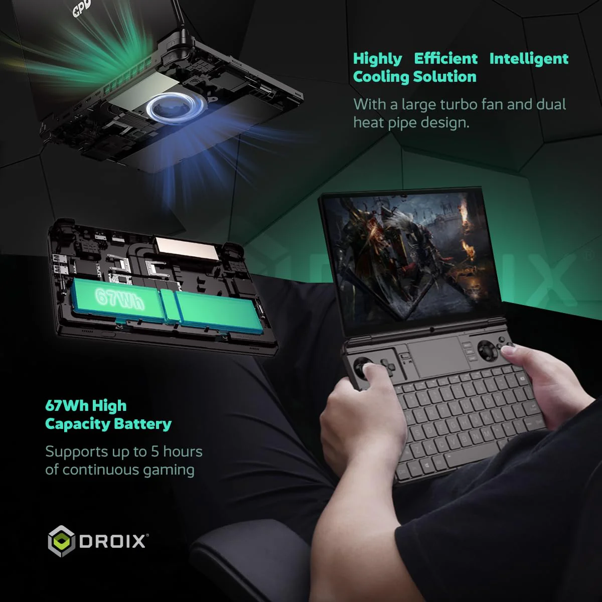 GPD Win MAX 2 2025 Handheld-Gaming-PC mit AMD Ryzen AI 9 HX 370, Radeon 890M GPU, 32GB RAM, 2TB SSD, OcuLink, 10,1“ IPS-Display, Gaming-Steuerung, Tastatur und Touchpad - Image 3