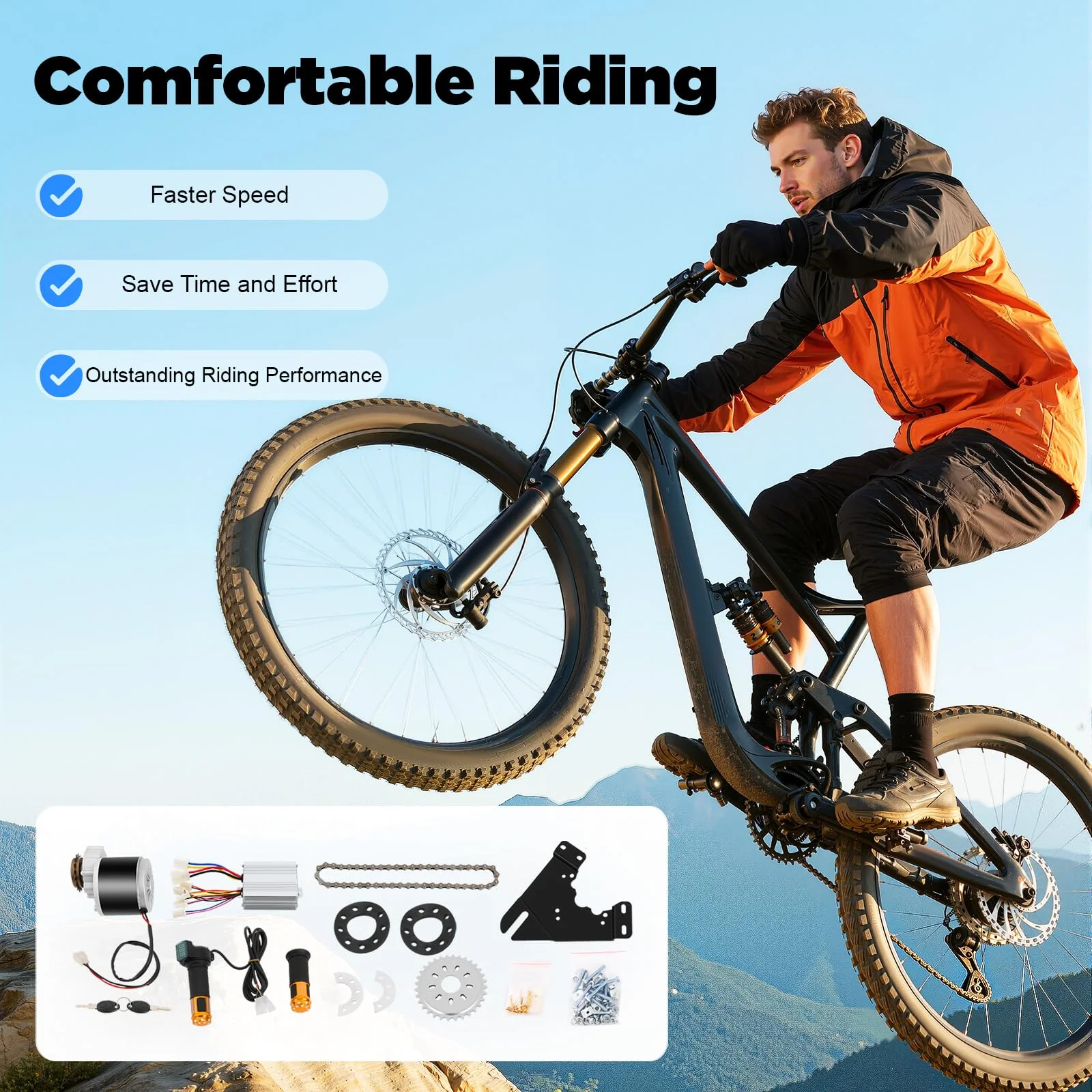 GramStudio Elektro Fahrrad Motor Umbausatz, 36V 350W Elektro Conversion Twist Kit, E-Bike-Umrüstung mit Brush Motor und Freewheel Geeignet für Die Meisten Fahrradräder - Image 2