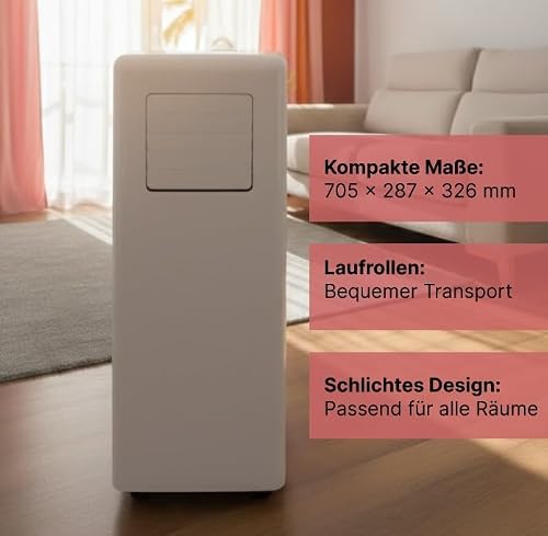Gree Aolis Mobiles Klimagerät 9000 BTU – 3-in-1 Klimaanlage (Kühlen, Entfeuchten, Ventilieren) – 2,6 kW für Räume bis 30m² – inkl. Fernbedienung, 24h-Timer & Fenster-Kit - Image 8