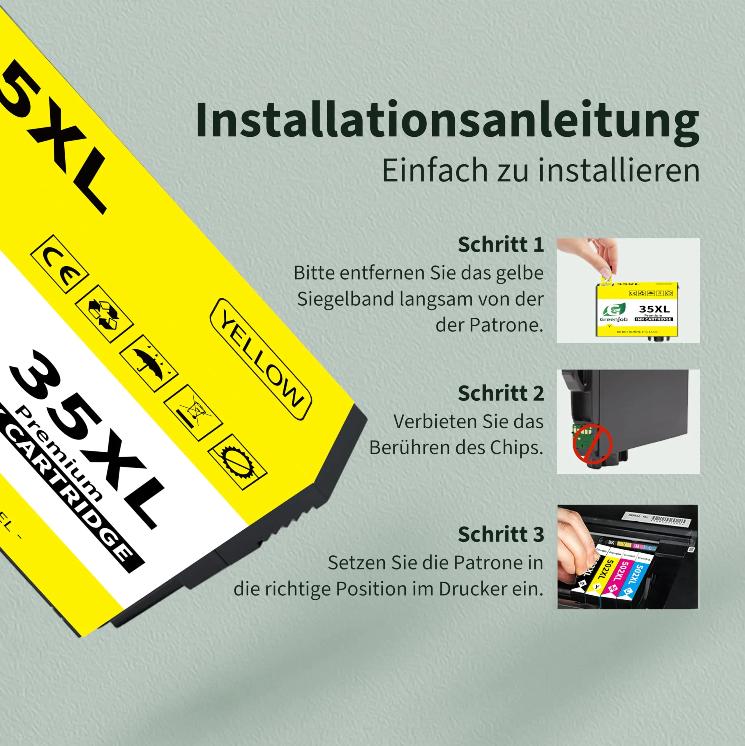 Greenjob 35XL Druckerpatronen für Epson 35 Tintenpatronen Kompatibel mit Epson Workforce Pro WF-4740DTWF WF-4730DTWF WF-4720DWF WF-4725DWF WF-4730 WF-4720 (8er-Pack) - Image 3