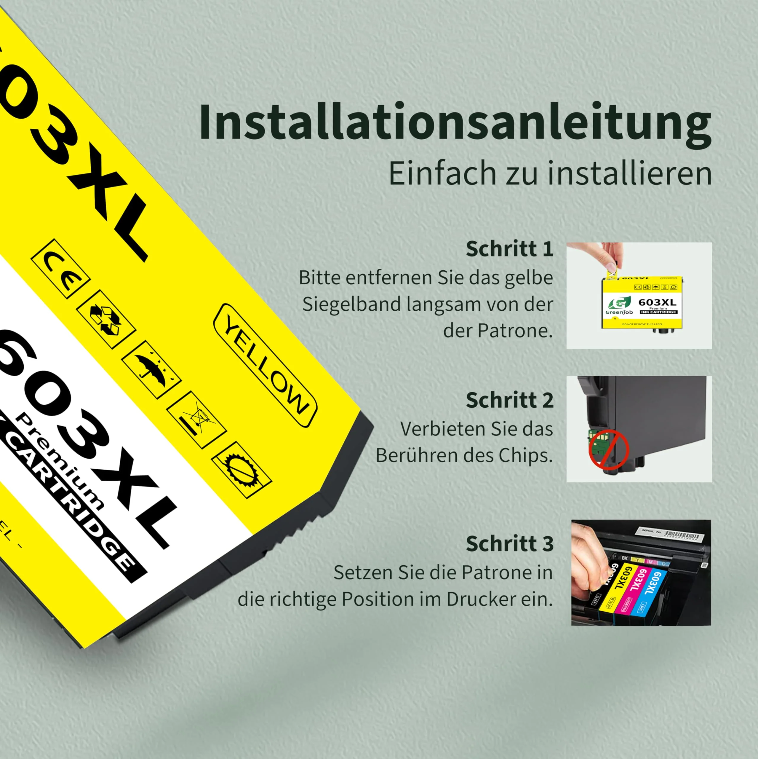 Greenjob 603XL Druckerpatronen für Epson 603 Tintenpatronen Kompatibel mit Epson Expression Home XP-2100 XP-2105 XP-3100 XP-3105 XP-4100 XP-4155 Workforce WF-2810 WF-2830 (2 Cyan, 2 Magenta, 2 Gelb) - Image 3