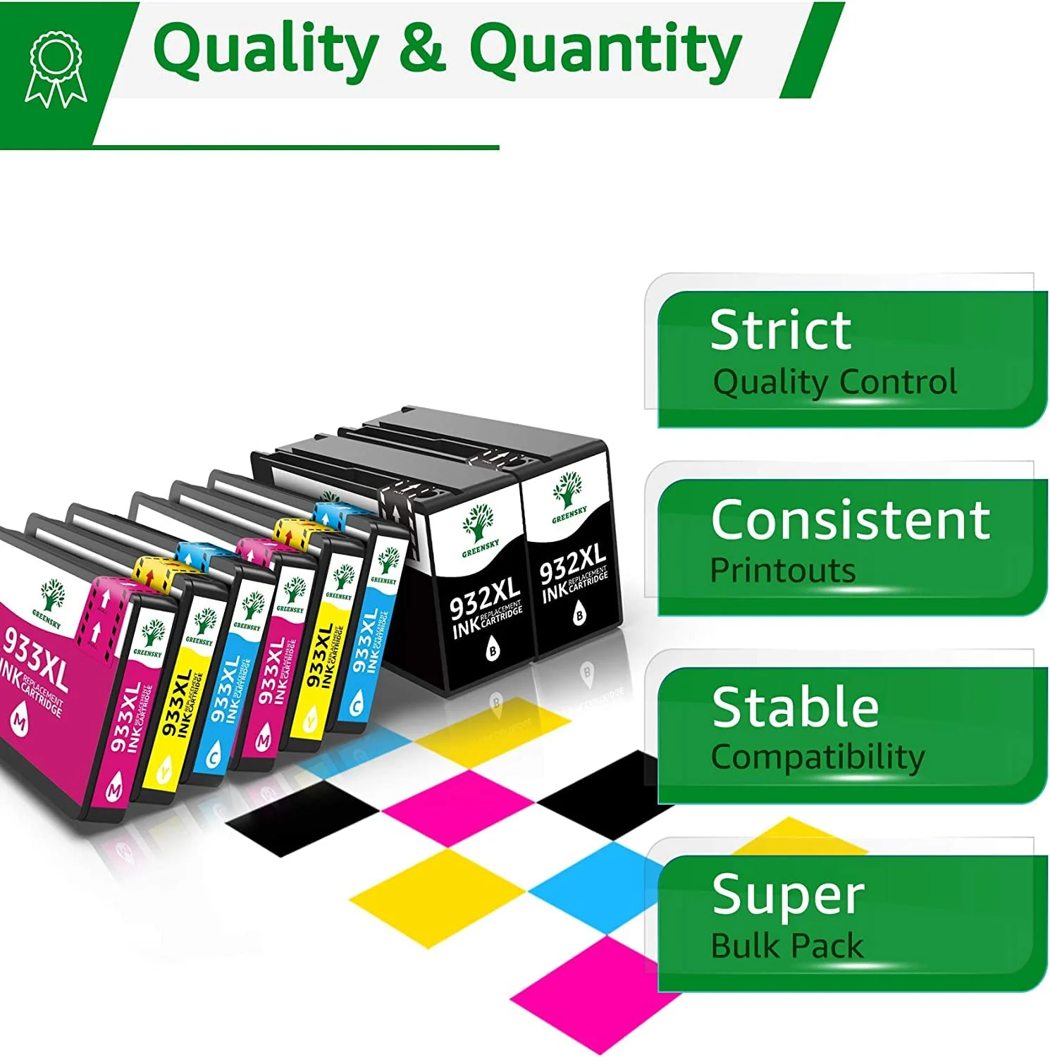 GREENSKY 932XL 933XL Druckerpatronen Kompatibel für HP 933XL Multipack für HP OfficeJet 6600 Patronen, 932 XL 933 XL für HP OfficeJet 6700 Patronen 7510 7612 7110 7610 6110 (8 Stück) - Image 6
