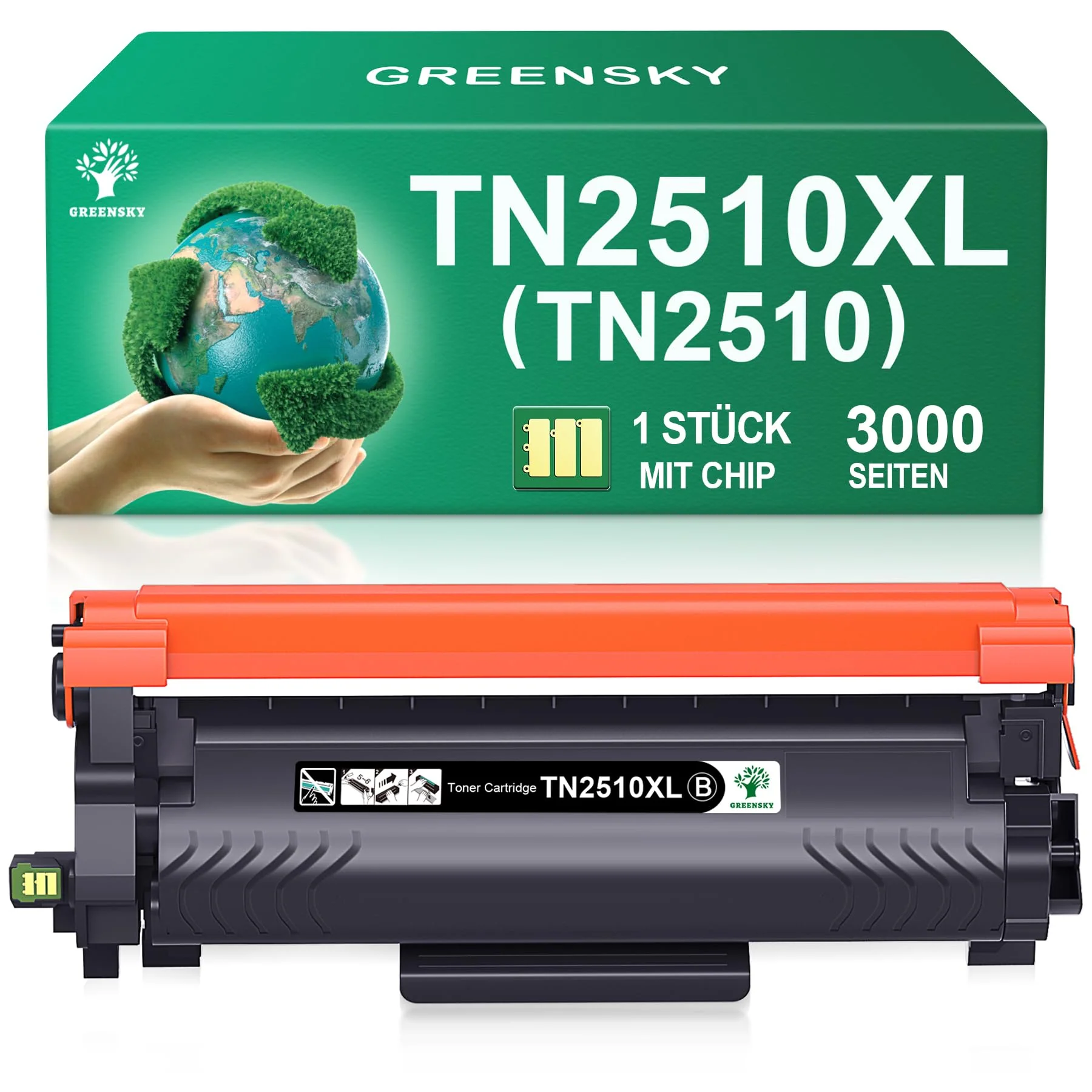 GREENSKY TN2510 TN2510XL Toner TN 2510XL TN-2510 XL Kompatibel mit Brother HL-L2400DWE HL-L2400DW HL-L2445DW DCP-L2627DWE MFC-L2800DW DCP-L2660DW DCP-L2665DW MFC-L2827DWXL MFC-L2860DWE (1 Schwarz) - Image 2