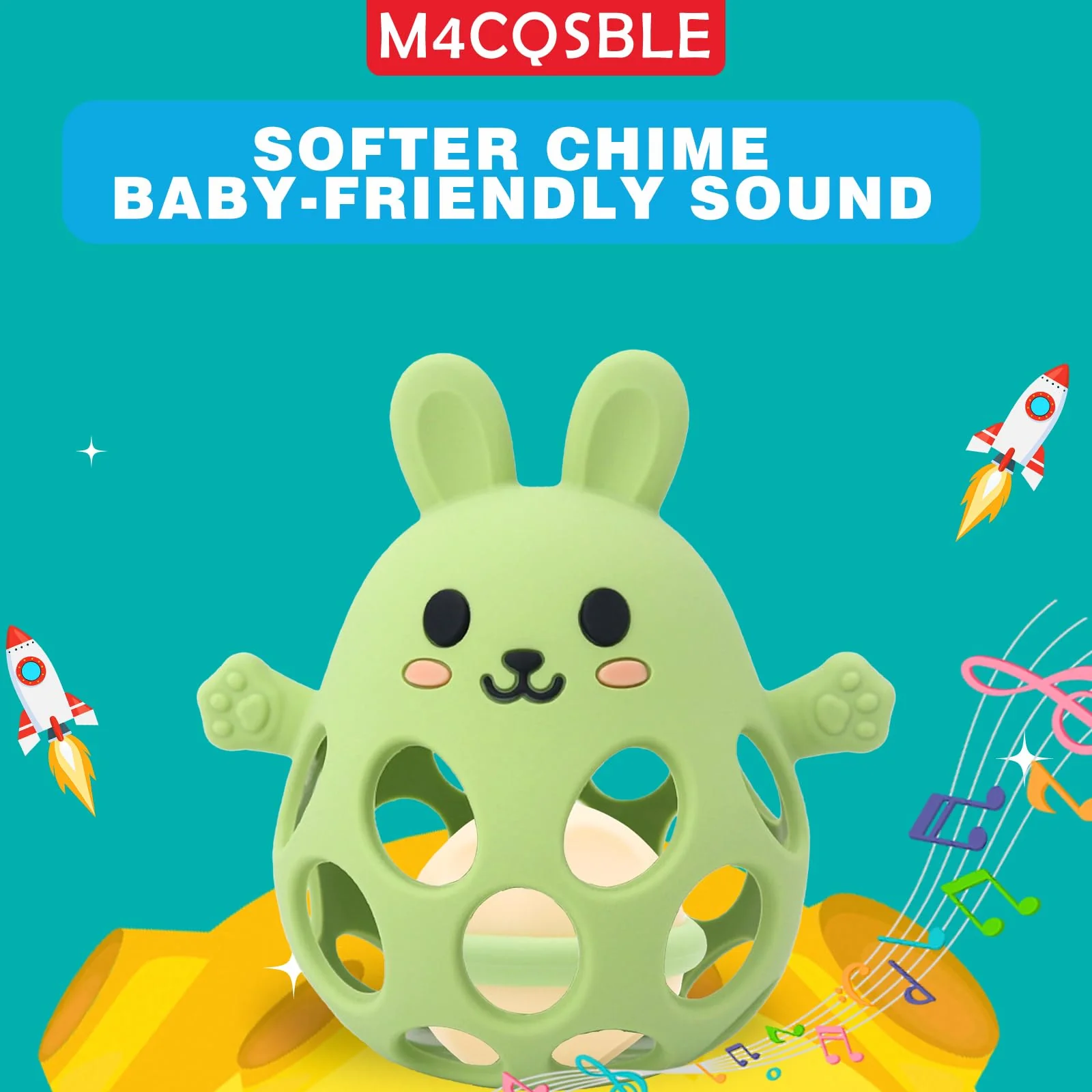 Greifball Für Babys-Verbesserter Rasselball Montessori Spielzeug Baby Zahnungshilfe-BPA Frei Beißspielzeug Baby Geschenk Für Von 3-18 Monaten (Olivgrün, Hase) - Image 3