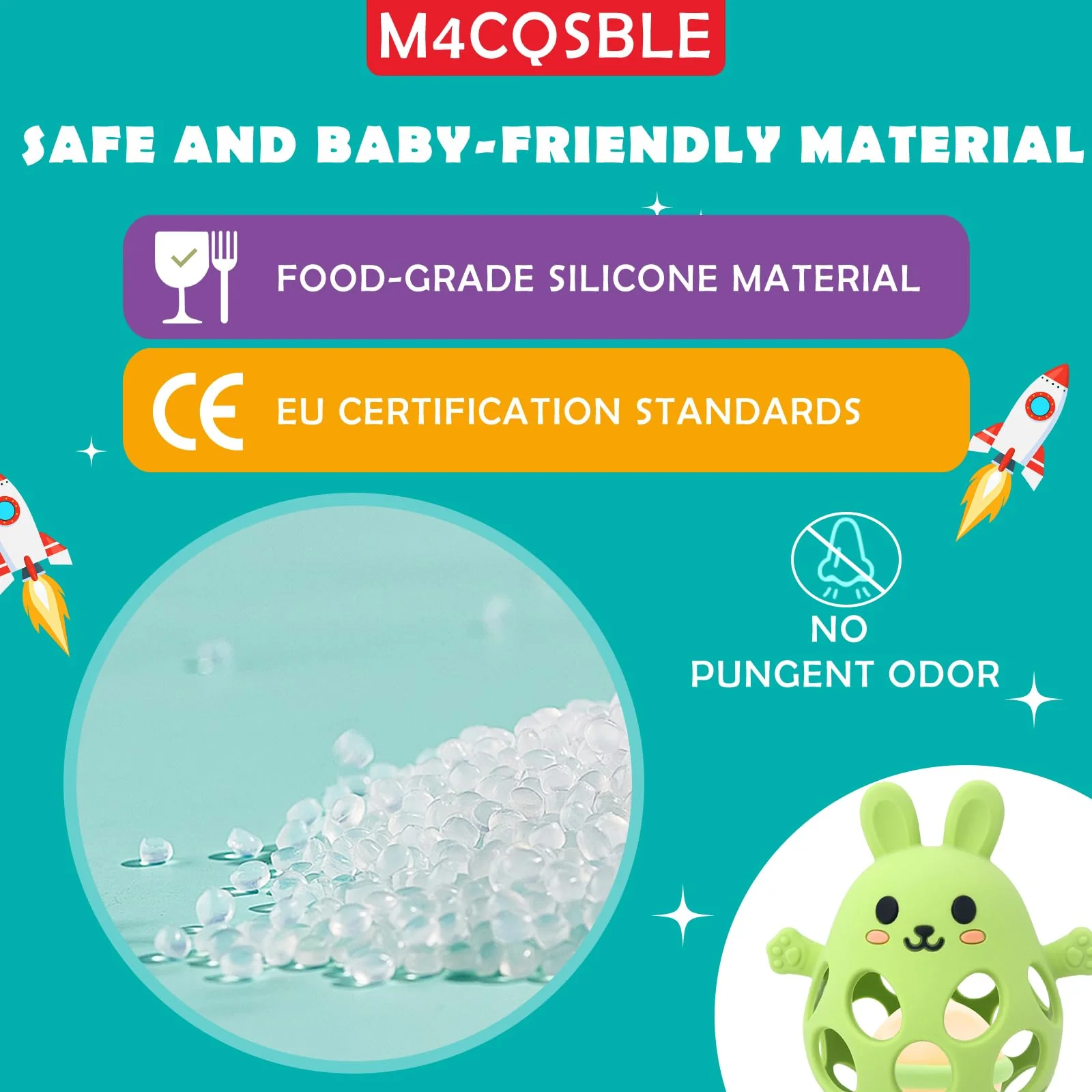 Greifball Für Babys-Verbesserter Rasselball Montessori Spielzeug Baby Zahnungshilfe-BPA Frei Beißspielzeug Baby Geschenk Für Von 3-18 Monaten (Olivgrün, Hase) - Image 4
