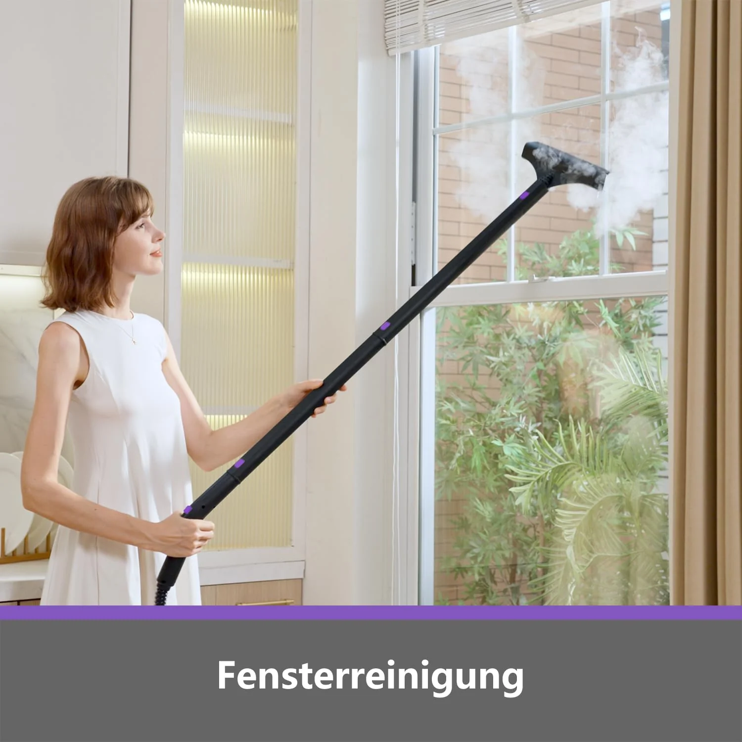 GROBELL Steam Cleaner Dampfreiniger: Schnellaufheizend in 50 Sek., jederzeit nachfüllbar, tragbarer Handdampfreiniger & Steamer Mop für Zuhause, Auto, Bett, Bad, Fliesenfugen, Bodenreinigung, Grey - Image 3