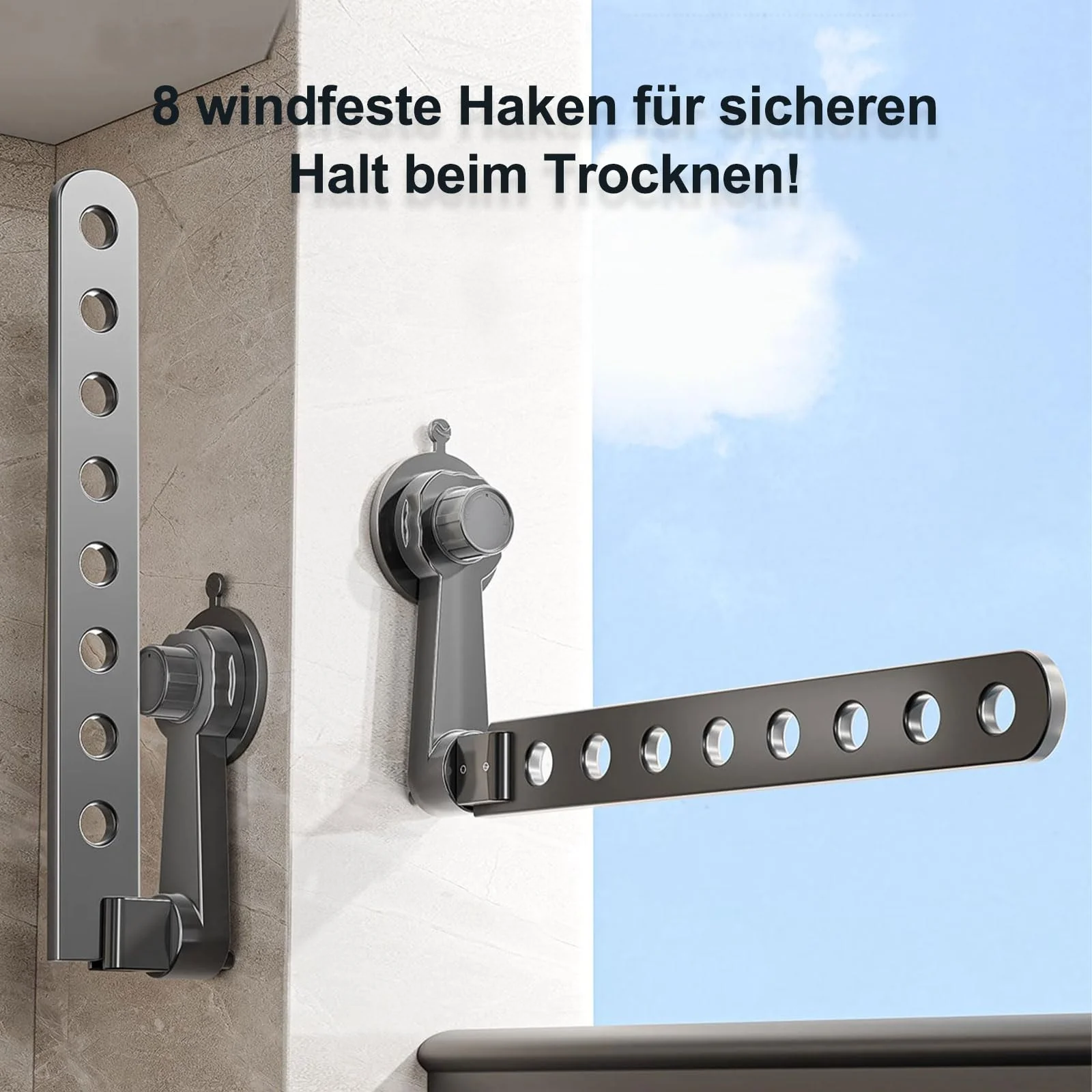 Groyells Verstellbarer Wäscheständer mit Saugnapf, Ausziehbarer Kleiderlüfter aus Aluminium, Wäschetrockner Wand, Wäscheständer Badewanne, Balkon Wäscheständer, für Waschraum, Schlafzimmer, Balkon - Image 6