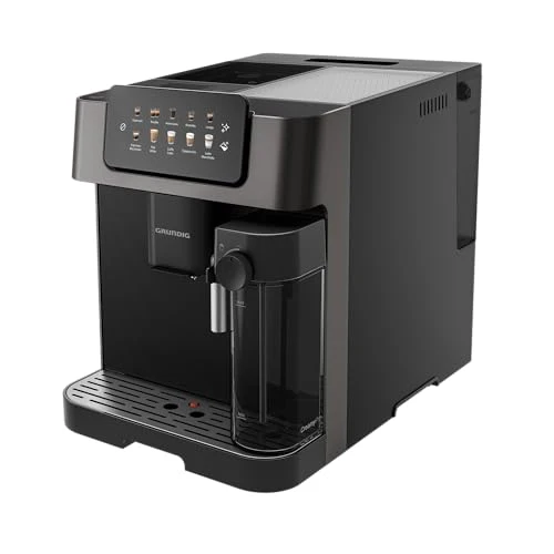 GRUNDIG KVA 7230 Kaffeevollautomat, Kaffeemaschine, 10 Kaffeespezialitäten, 13 Mahlgrade, Milchbehälter, leistungsstark 1350 W, 19 Bar Pumpendruck, Zweifachdüse, Beleuchtung, Schwarz/Dunkelsilber - Image 2