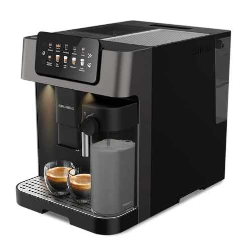 GRUNDIG KVA 7230 Kaffeevollautomat, Kaffeemaschine, 10 Kaffeespezialitäten, 13 Mahlgrade, Milchbehälter, leistungsstark 1350 W, 19 Bar Pumpendruck, Zweifachdüse, Beleuchtung, Schwarz/Dunkelsilber - Image 3