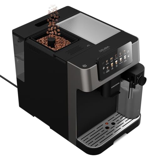 GRUNDIG KVA 7230 Kaffeevollautomat, Kaffeemaschine, 10 Kaffeespezialitäten, 13 Mahlgrade, Milchbehälter, leistungsstark 1350 W, 19 Bar Pumpendruck, Zweifachdüse, Beleuchtung, Schwarz/Dunkelsilber - Image 4