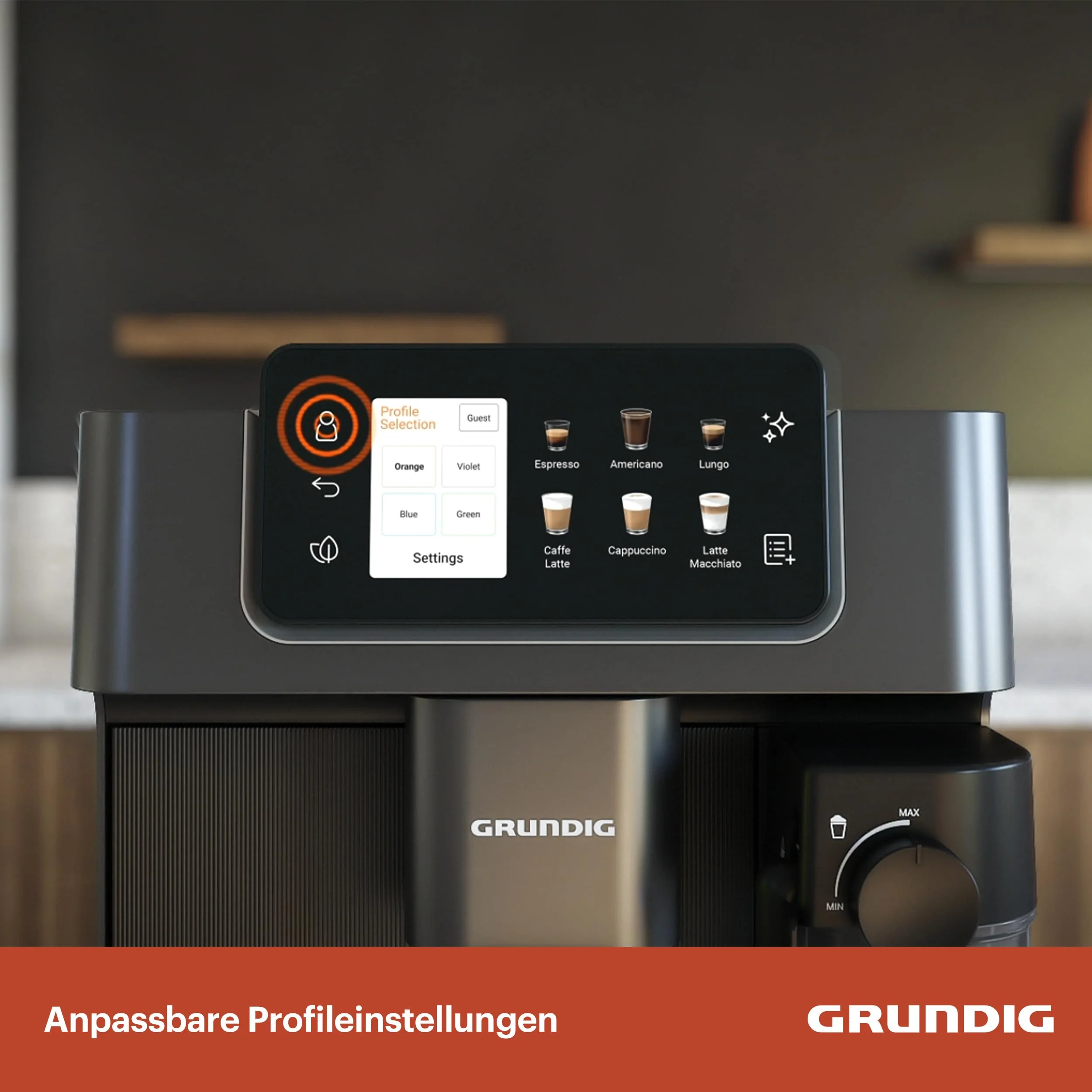 Grundig KVA 8230 Kaffeevollautomat, Kaffeemaschine, 18 Kaffeespezialitäten, 13 Mahlgrade, Milchbehälter, leistungsstark 1350 W, 19 Bar Pumpendruck, Zweifachdüse, Beleuchtung, Schwarz/Dunkelsilber - Image 11
