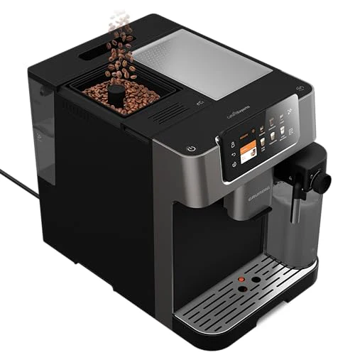 Grundig KVA 8230 Kaffeevollautomat, Kaffeemaschine, 18 Kaffeespezialitäten, 13 Mahlgrade, Milchbehälter, leistungsstark 1350 W, 19 Bar Pumpendruck, Zweifachdüse, Beleuchtung, Schwarz/Dunkelsilber - Image 6