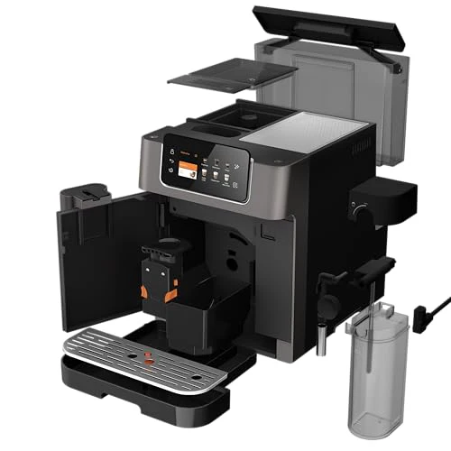 Grundig KVA 8230 Kaffeevollautomat, Kaffeemaschine, 18 Kaffeespezialitäten, 13 Mahlgrade, Milchbehälter, leistungsstark 1350 W, 19 Bar Pumpendruck, Zweifachdüse, Beleuchtung, Schwarz/Dunkelsilber - Image 7