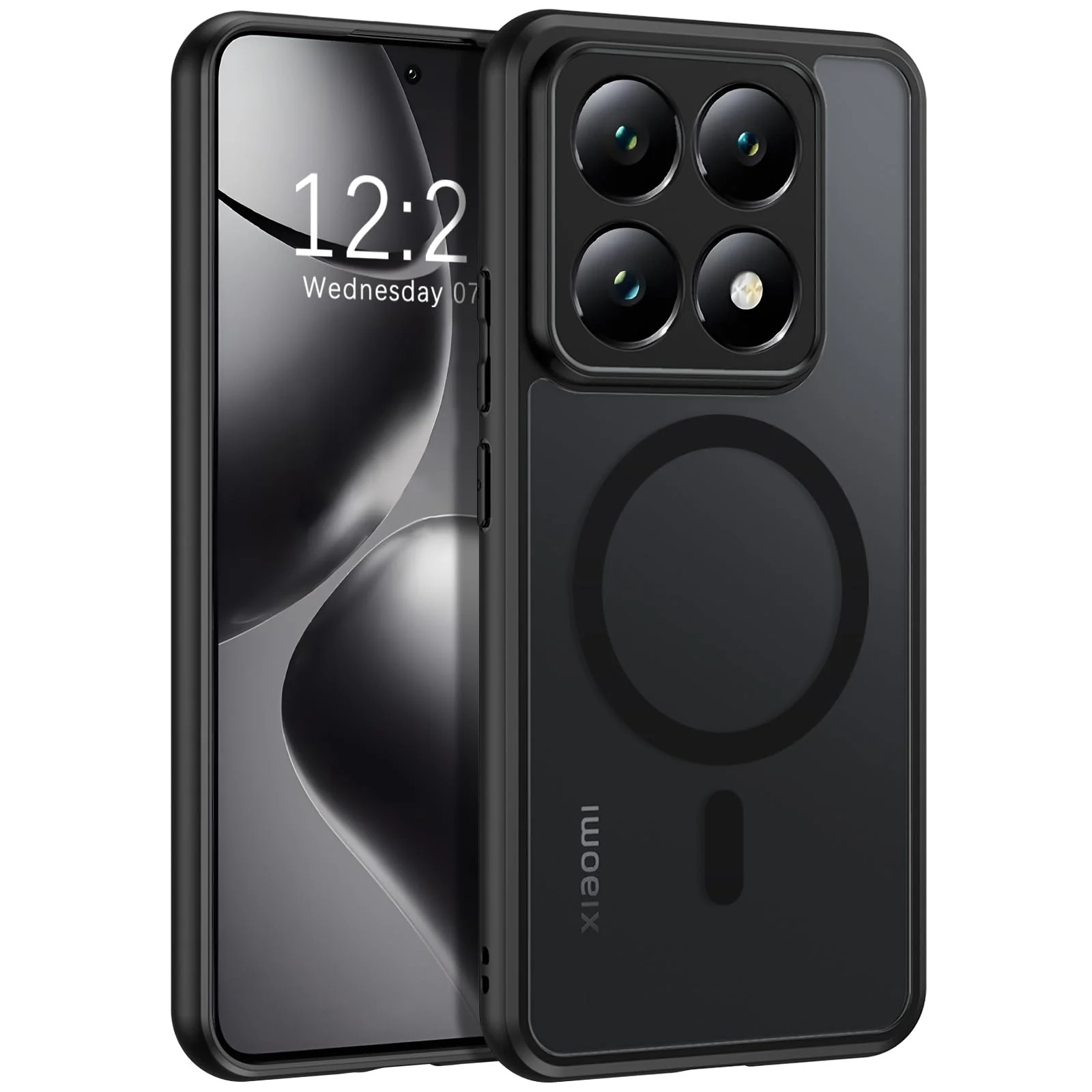 GUAGUA Matt Handyhülle für Xiaomi 14T 5G Hülle [Kompatibel mit MagSafe] Stoßfest Magnetisch Rückseite Dünn Hülle Durchscheinende Schutzhülle Case für Xiaomi 14T (6,67'') Schwarz - Image 3