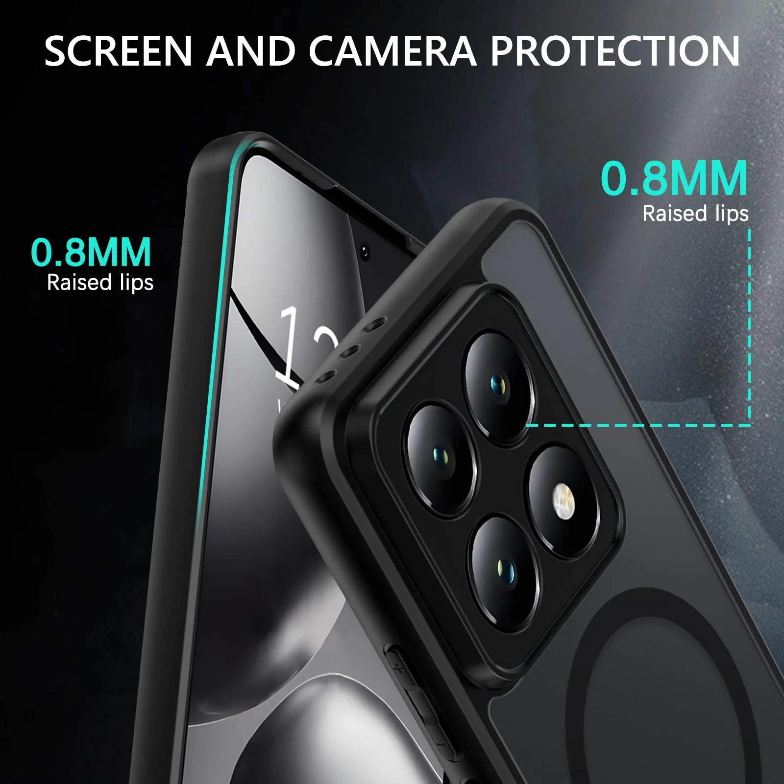 GUAGUA Matt Handyhülle für Xiaomi 14T 5G Hülle [Kompatibel mit MagSafe] Stoßfest Magnetisch Rückseite Dünn Hülle Durchscheinende Schutzhülle Case für Xiaomi 14T (6,67'') Schwarz - Image 4