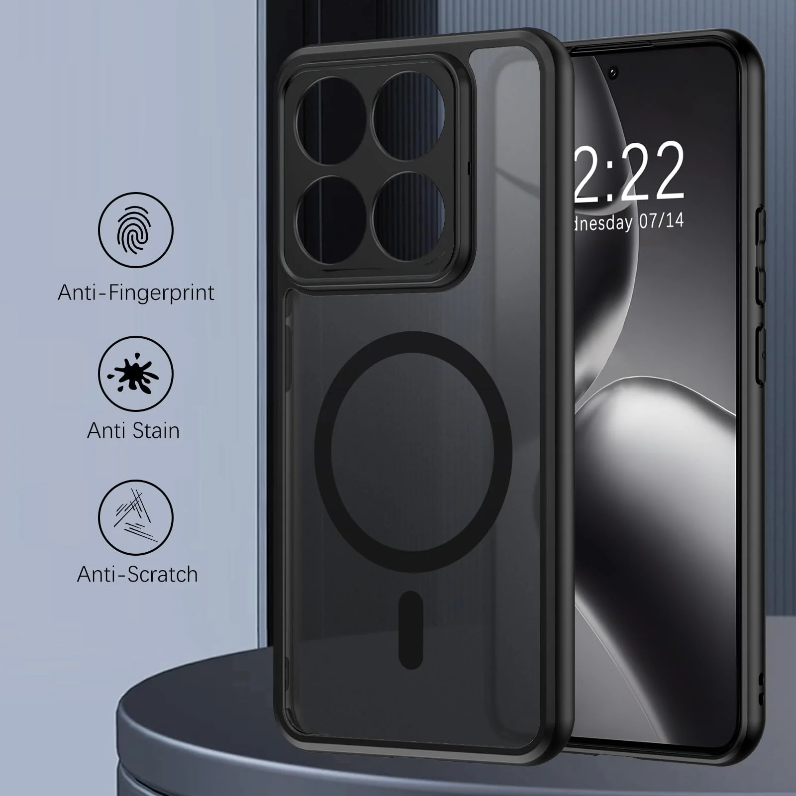 GUAGUA Matt Handyhülle für Xiaomi 14T 5G Hülle [Kompatibel mit MagSafe] Stoßfest Magnetisch Rückseite Dünn Hülle Durchscheinende Schutzhülle Case für Xiaomi 14T (6,67'') Schwarz - Image 5