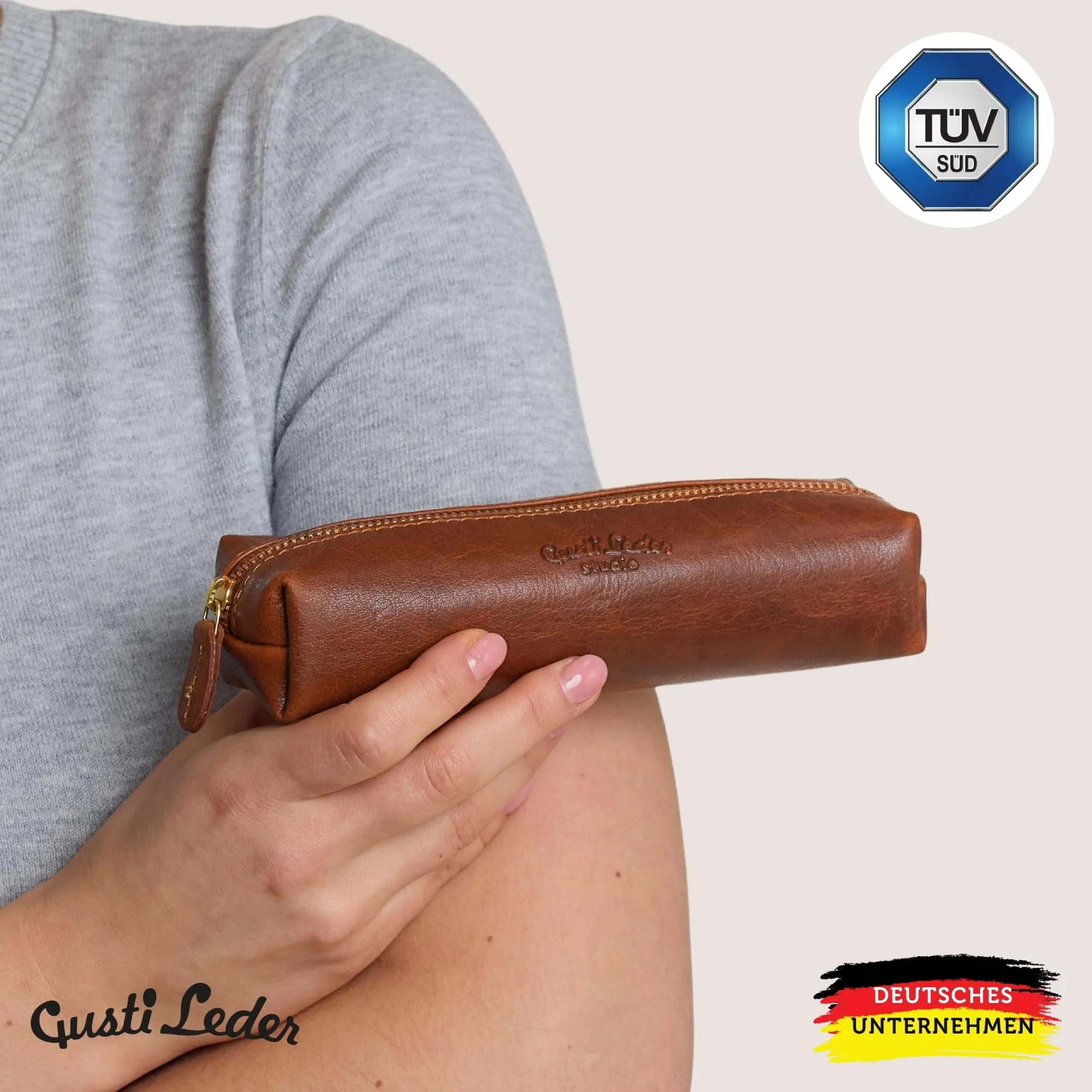 Gusti Leder Federmäppchen – Echtes Leder Mäppchen für Stifte, Federmappe aus Büffelleder, Robust & Zeitlos, Ideale Federtasche für Schule, Büro & Mädchen, Jungen - Image 8