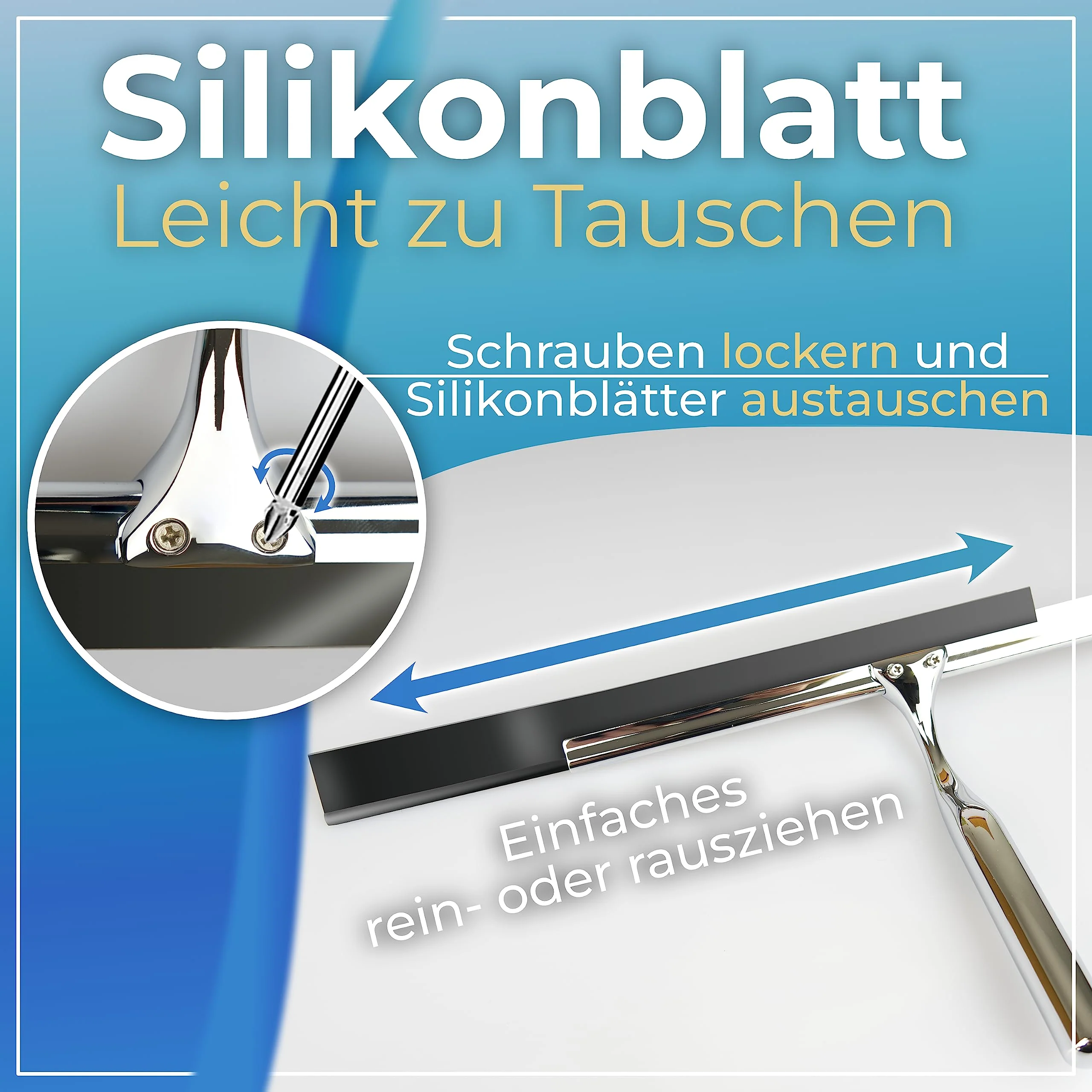 Guthand Duschabzieher - Breiter Glasabzieher Dusche [25cm] Fenster Abzieher - Scheibenabzieher mit Silikonlippe - Inkl. Ersatzlippe & 2X Klebe-Halterungen (Grau) - Image 5