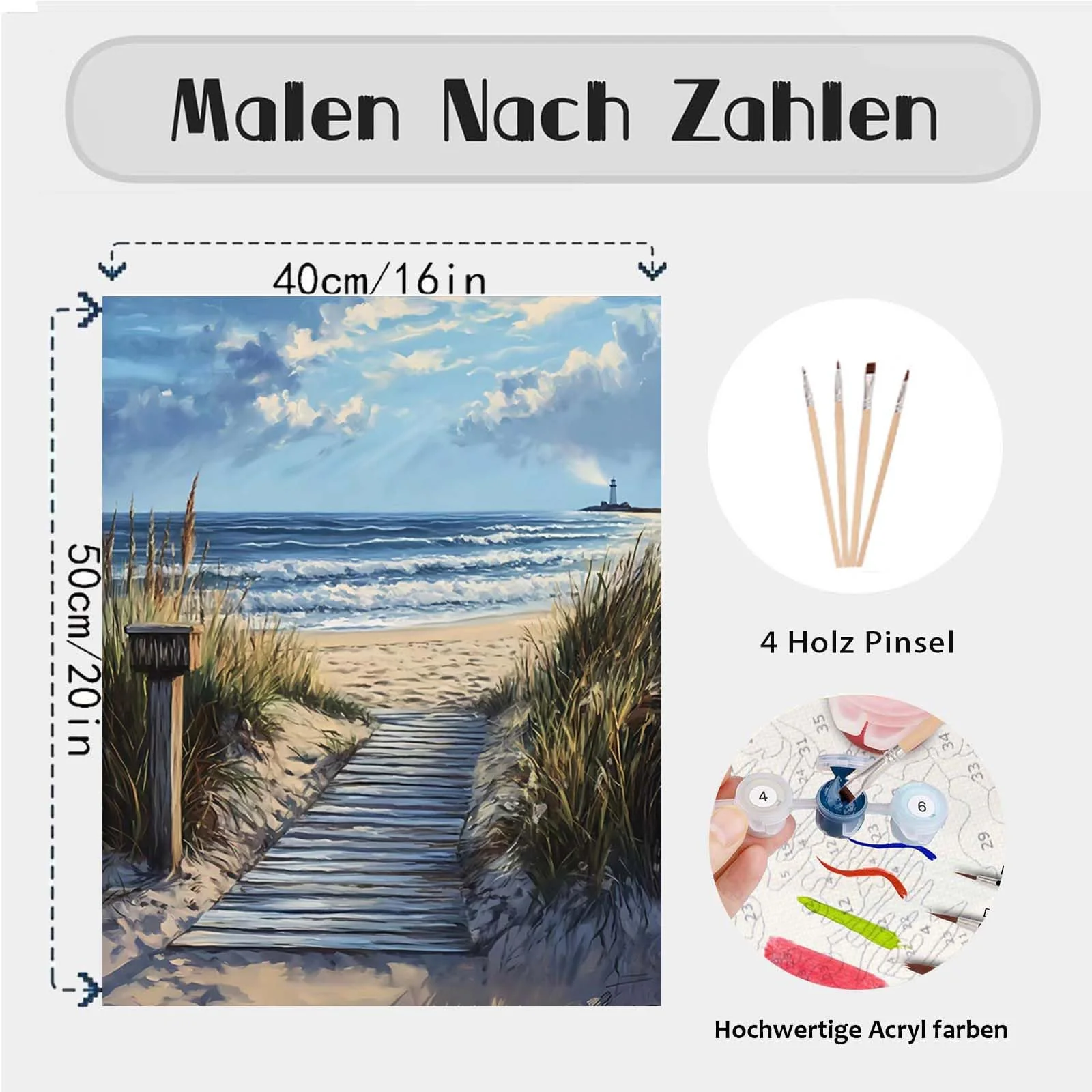 Gutluz Malen nach Zahlen Erwachsene Landschaft - Paint By Numbers Adults Landscape - Malen Nach Zahlen Erwachsene Leinwand Pinsel - Bastelset Erwachsene 40x50cm - Image 6