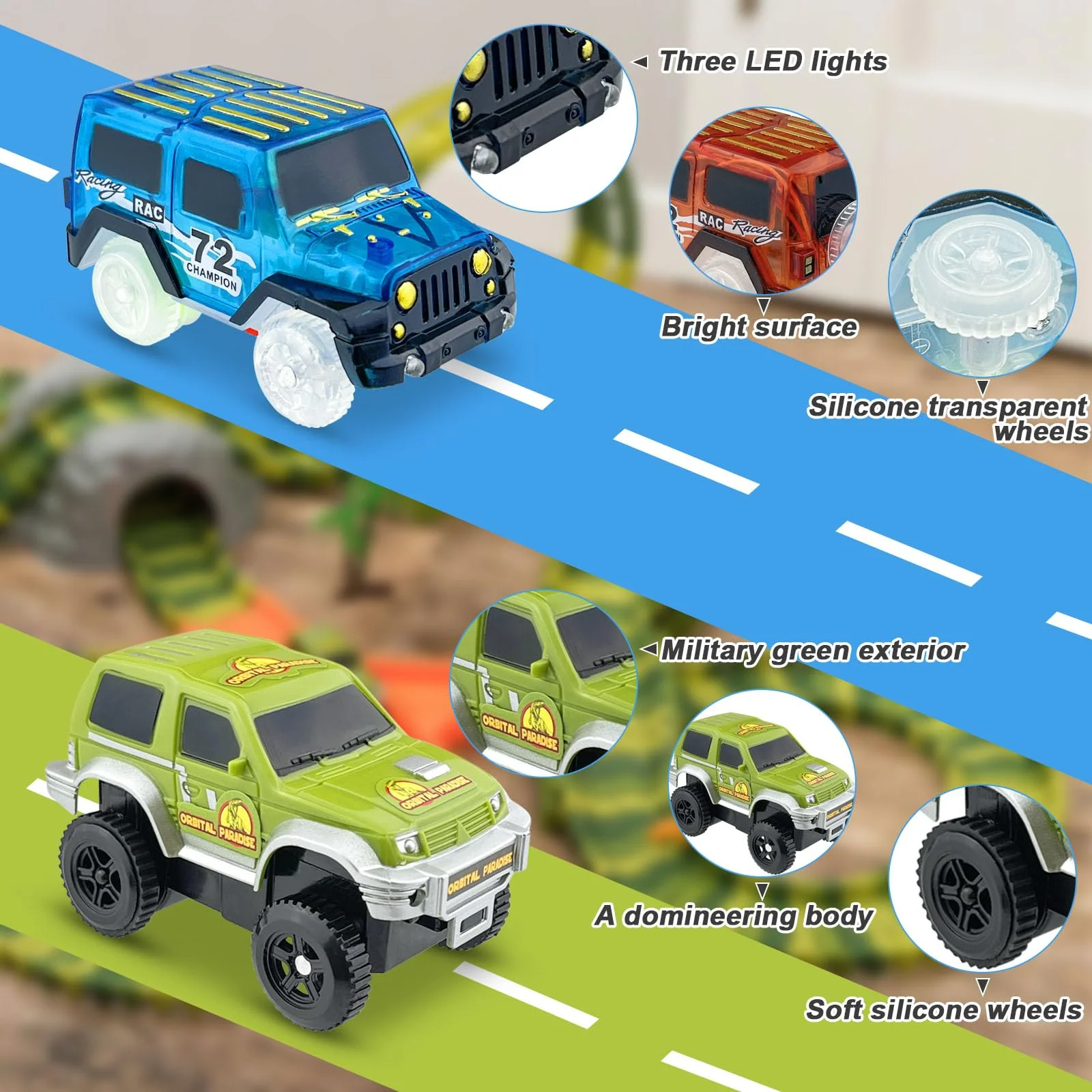 GZLCEU 4 STK Strax Bahn Set, Elektrisches Spielzeug für 3-5 Jahre Jungen Mädchen, Rennwagen Strecken Mit Rennstrecke - Image 5