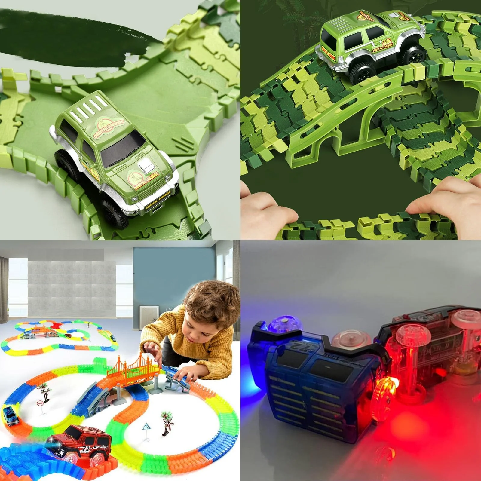 GZLCEU 4 STK Strax Bahn Set, Elektrisches Spielzeug für 3-5 Jahre Jungen Mädchen, Rennwagen Strecken Mit Rennstrecke - Image 6