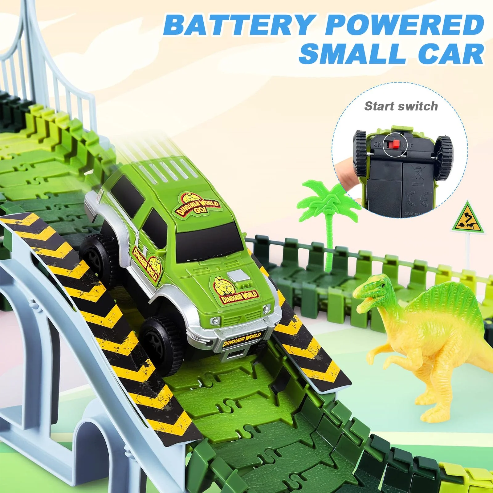 GZLCEU 4 STK Strax Bahn Set, Elektrisches Spielzeug für 3-5 Jahre Jungen Mädchen, Rennwagen Strecken Mit Rennstrecke - Image 7
