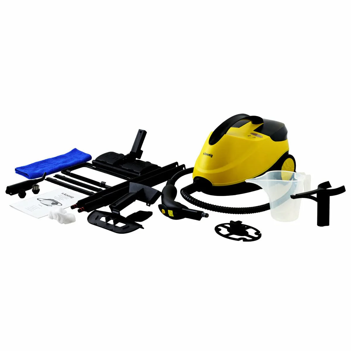 H.Koenig Dampfreiniger NV6200 / 4 bar / Autonomie 45 min / bereit in 8 min / leistungsstark 2000W / kompakt / Multifunktion Haus Büro Möbel Auto / 10 Zubehörteile inklusiv, Gelb/Schwarz - Image 7