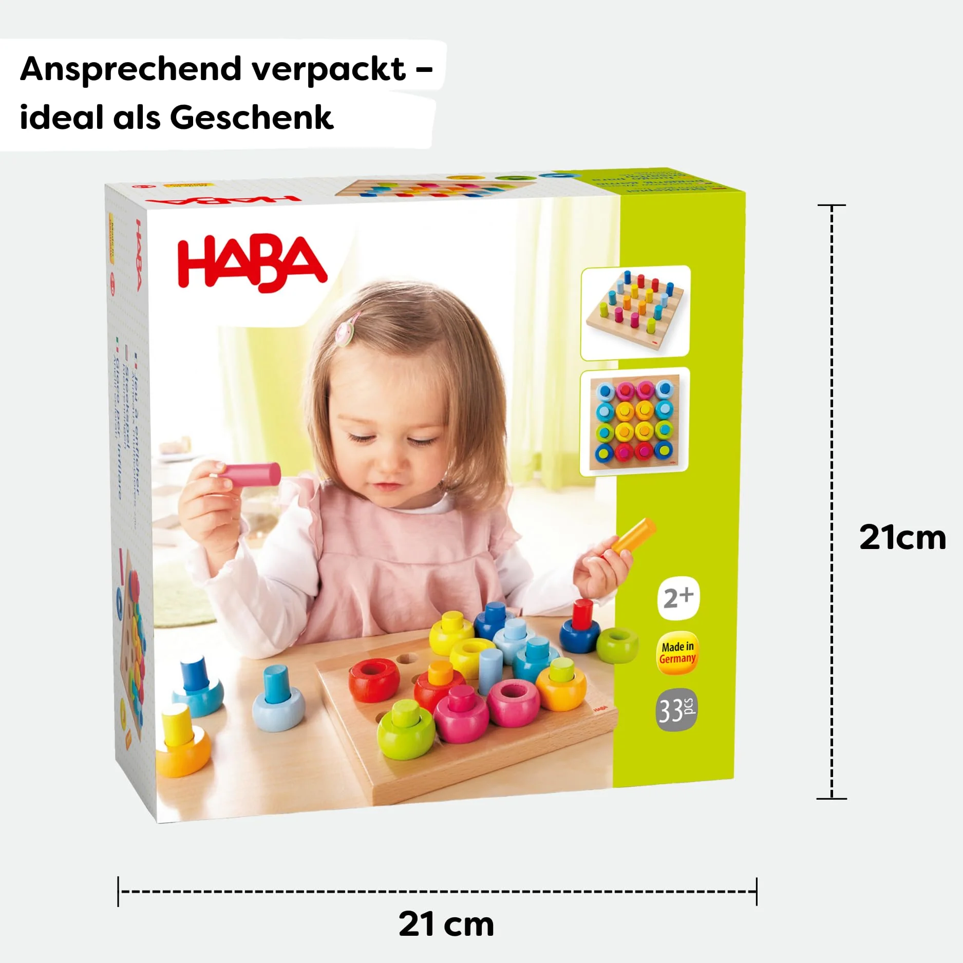 Haba 2202 - Steckspiel Farbkringel, buntes Sortier- und Motorikspielzeug aus Holz ab 2 Jahren, zum Farbenlernen - Image 3