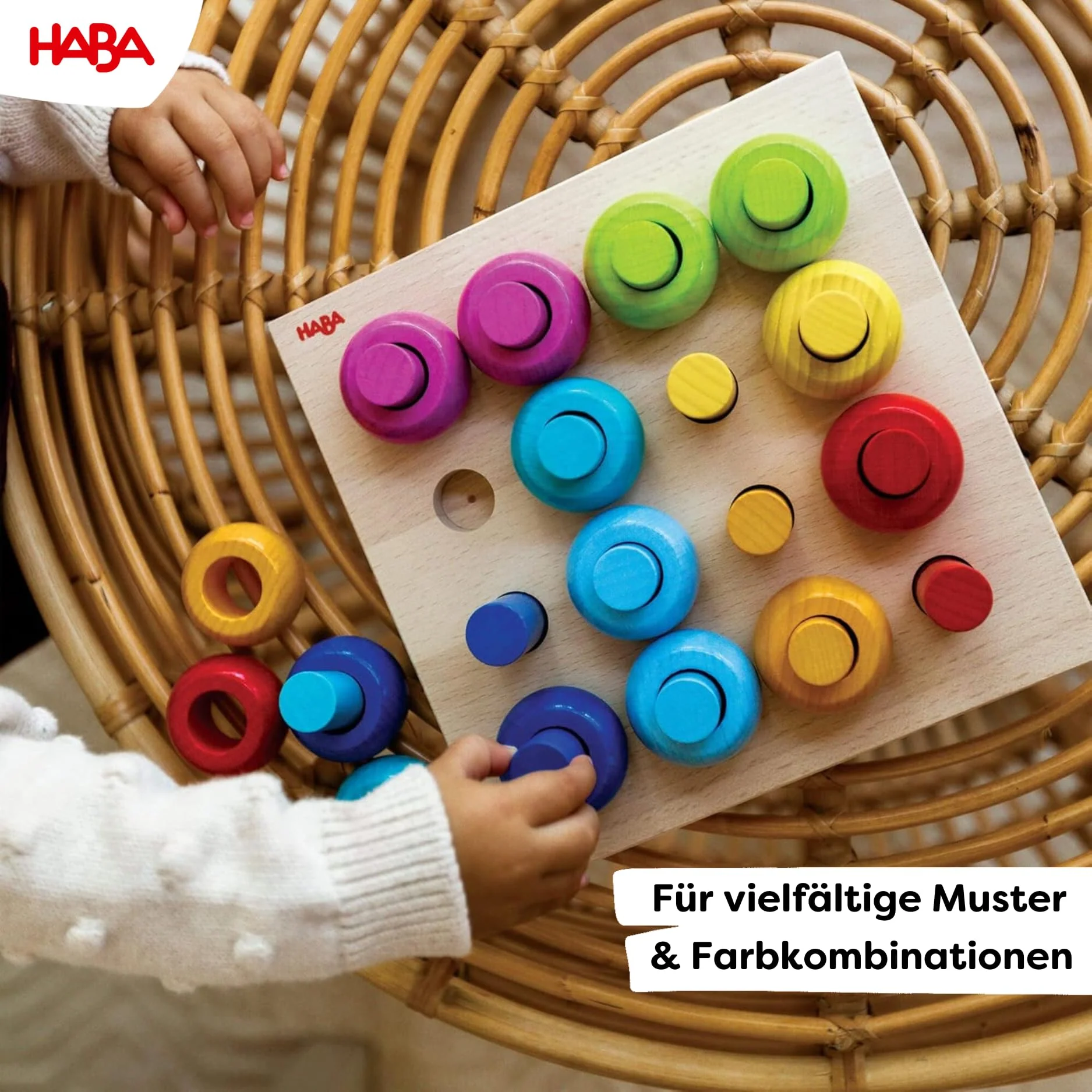 Haba 2202 - Steckspiel Farbkringel, buntes Sortier- und Motorikspielzeug aus Holz ab 2 Jahren, zum Farbenlernen - Image 5