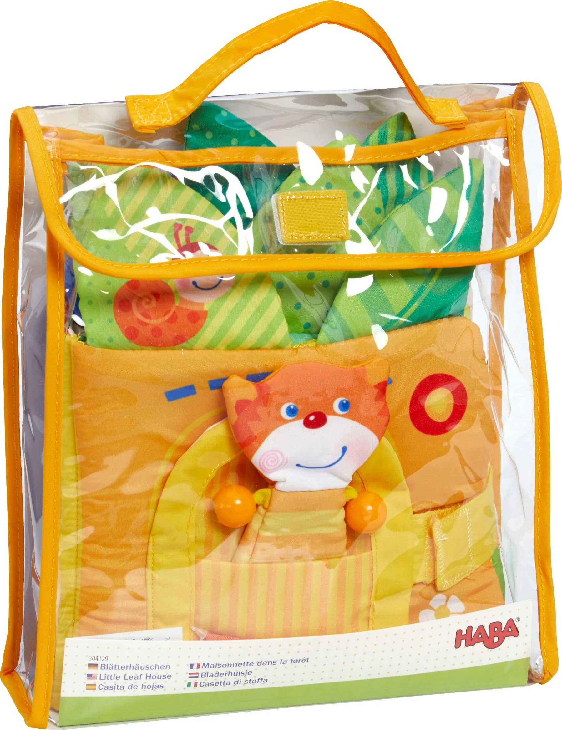 HABA 304129 - Blätterhäuschen, Stoffbuch ab 10 Monaten mit Reimen und vielen Spielelementen, inklusive Katze und Maus als Fingerfiguren, als Babygeschenk - Image 3
