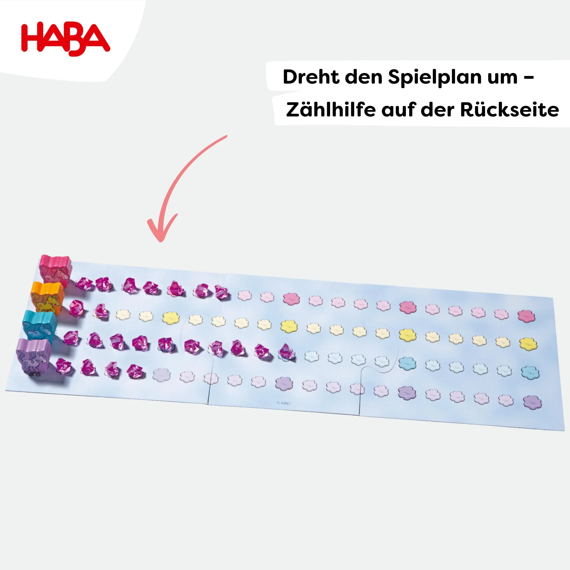 HABA Einhorn Glitzerglück: Der Wolkenschatz – Würfel- & Sammelspiel mit 60 Glitzerkristallen für 2-4 Spieler ab 3 Jahren, Geschenk für Einhorn-Fans – 2011190001 - Image 2