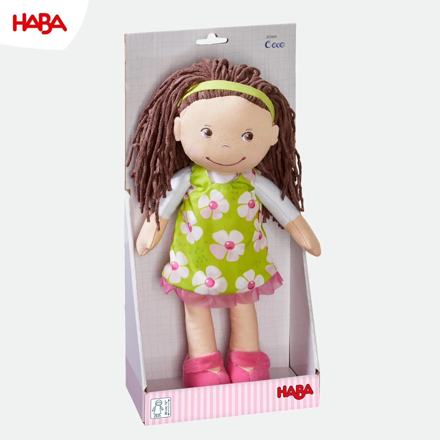 HABA Kuschelpuppe Coco – Weiche Stoffpuppe 30 cm, ideal für Mädchen und Jungen, waschbar und leicht an- und auszuziehen, ab 1,5 Jahren – 1303666001 - Image 3