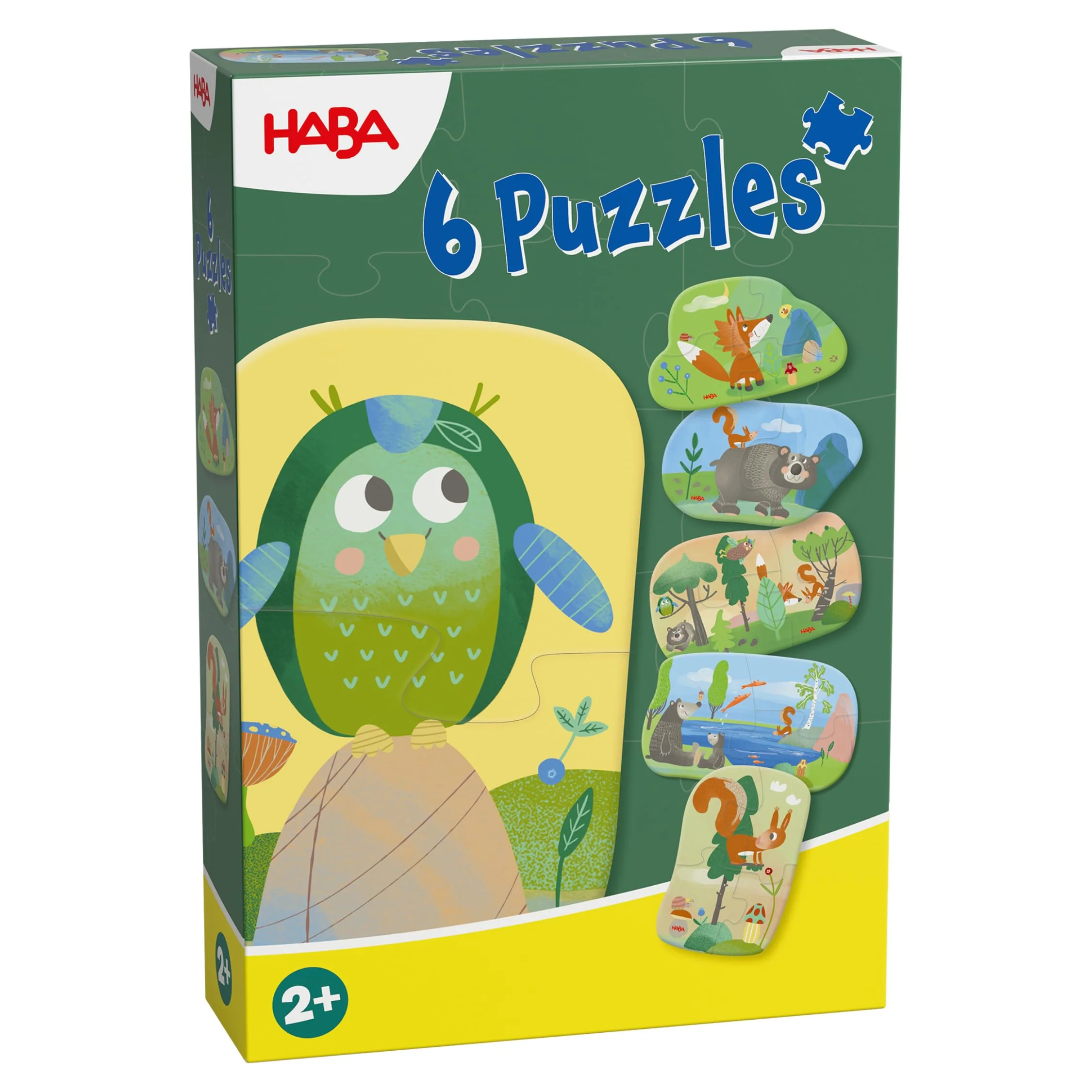 HABA Meine ersten 6 Puzzles – Waldtiere – Kinderpuzzle ab 2 Jahren – Mit Bär, Fuchs & Co. – Griffige Puzzleteile – 2012185001