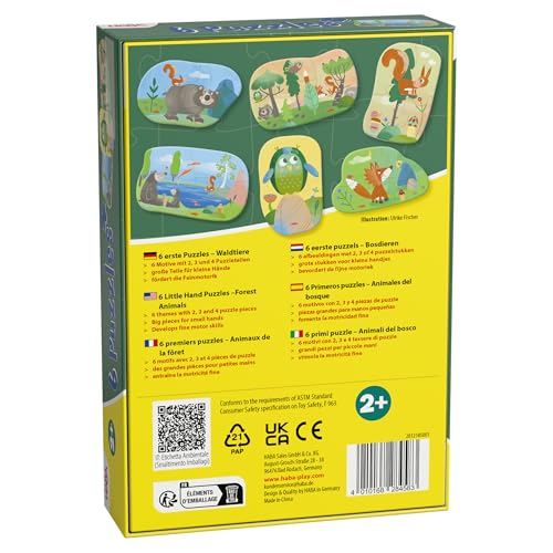 HABA Meine ersten 6 Puzzles – Waldtiere – Kinderpuzzle ab 2 Jahren – Mit Bär, Fuchs & Co. – Griffige Puzzleteile – 2012185001 - Image 2