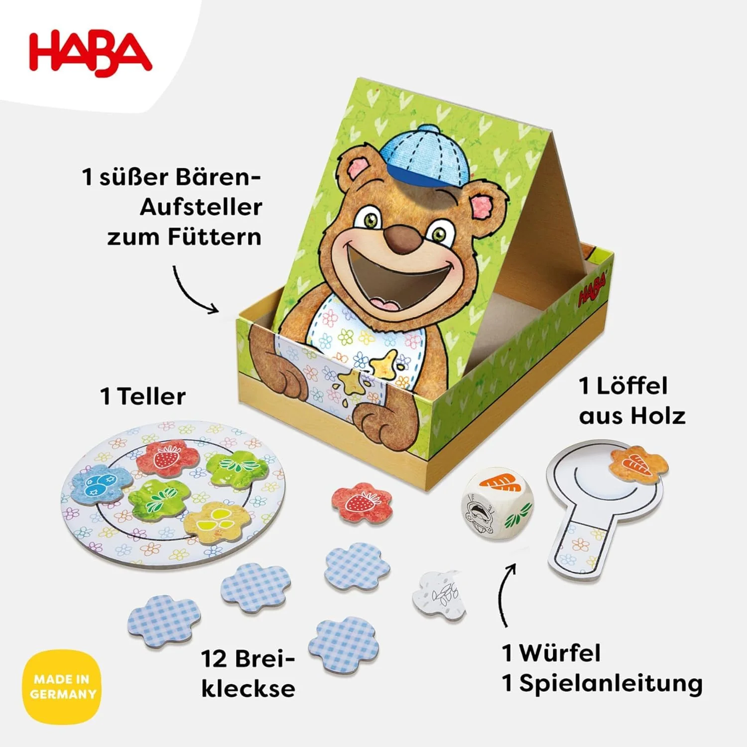 HABA Meine ersten Spiele: Bärenhunger – Kinderspiel für 1-3 Spieler – Das Memospiel fördert Feinmotorik und Sprache – Ab 2 Jahren – 1300171001 - Image 4