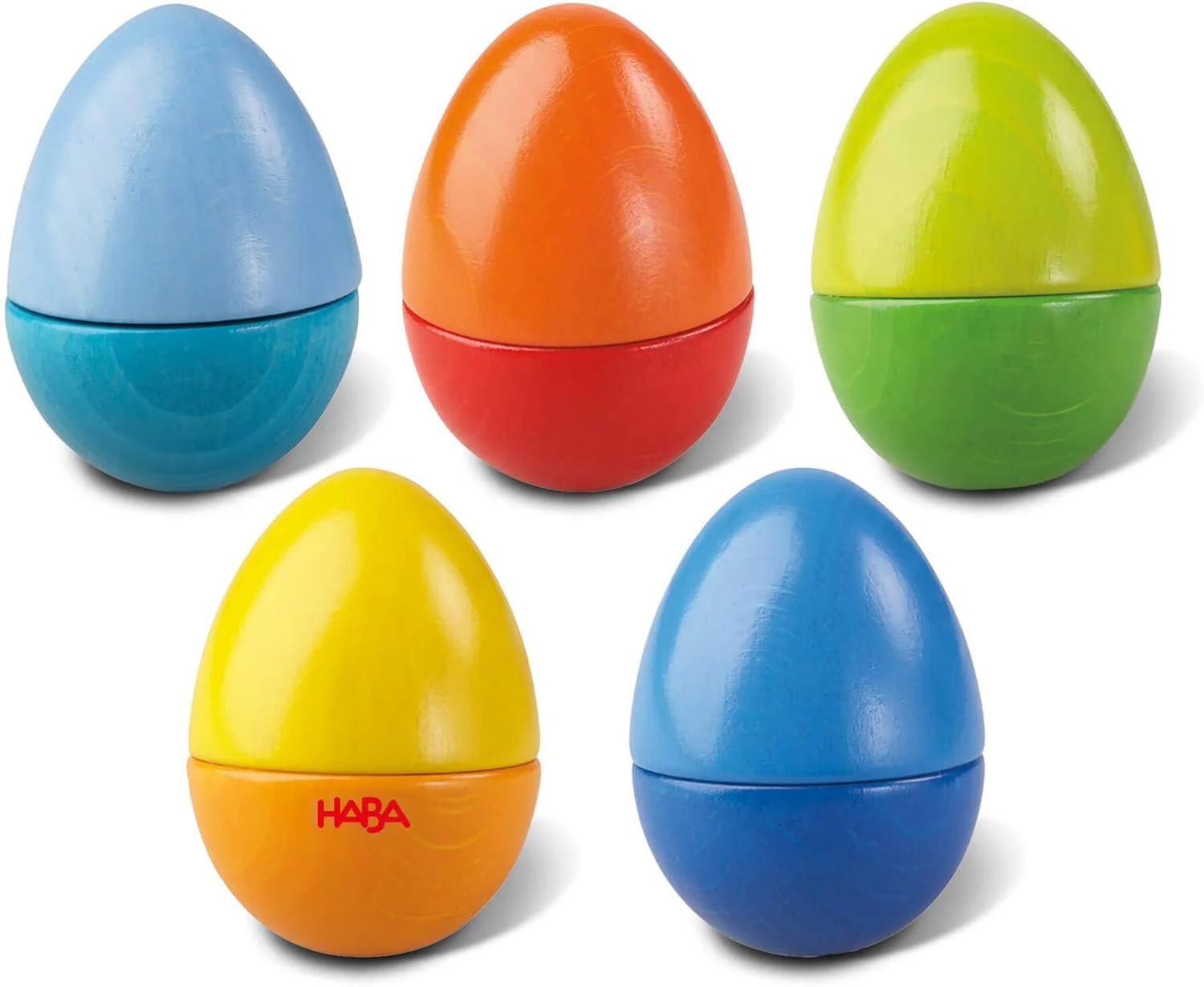 HABA Musikeier – 5 Bunte Rasseleier aus Holz zur musikalischen Frühförderung für Babys & Kleinkinder ab 2 Jahren – Made in Germany - 1007733001