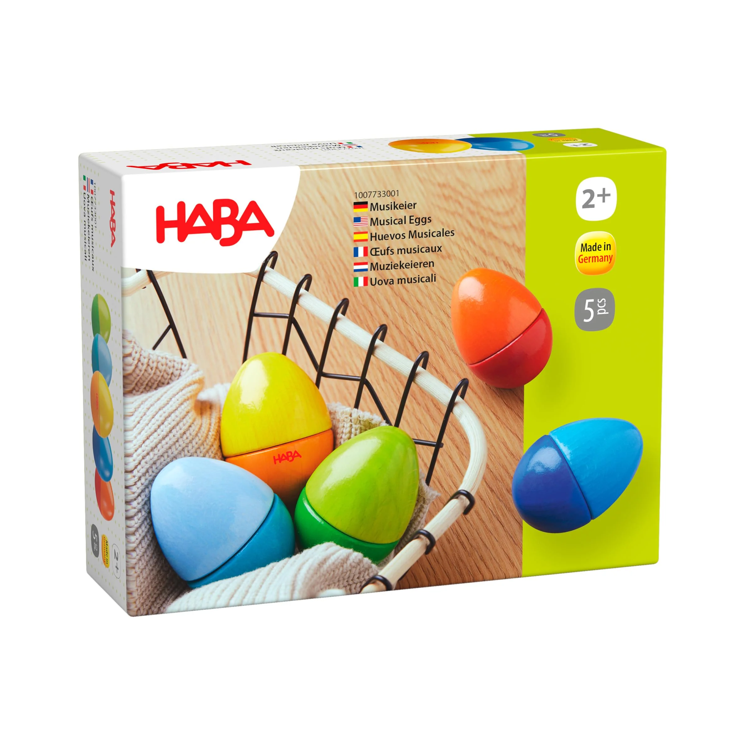 HABA Musikeier – 5 Bunte Rasseleier aus Holz zur musikalischen Frühförderung für Babys & Kleinkinder ab 2 Jahren – Made in Germany - 1007733001 - Image 3