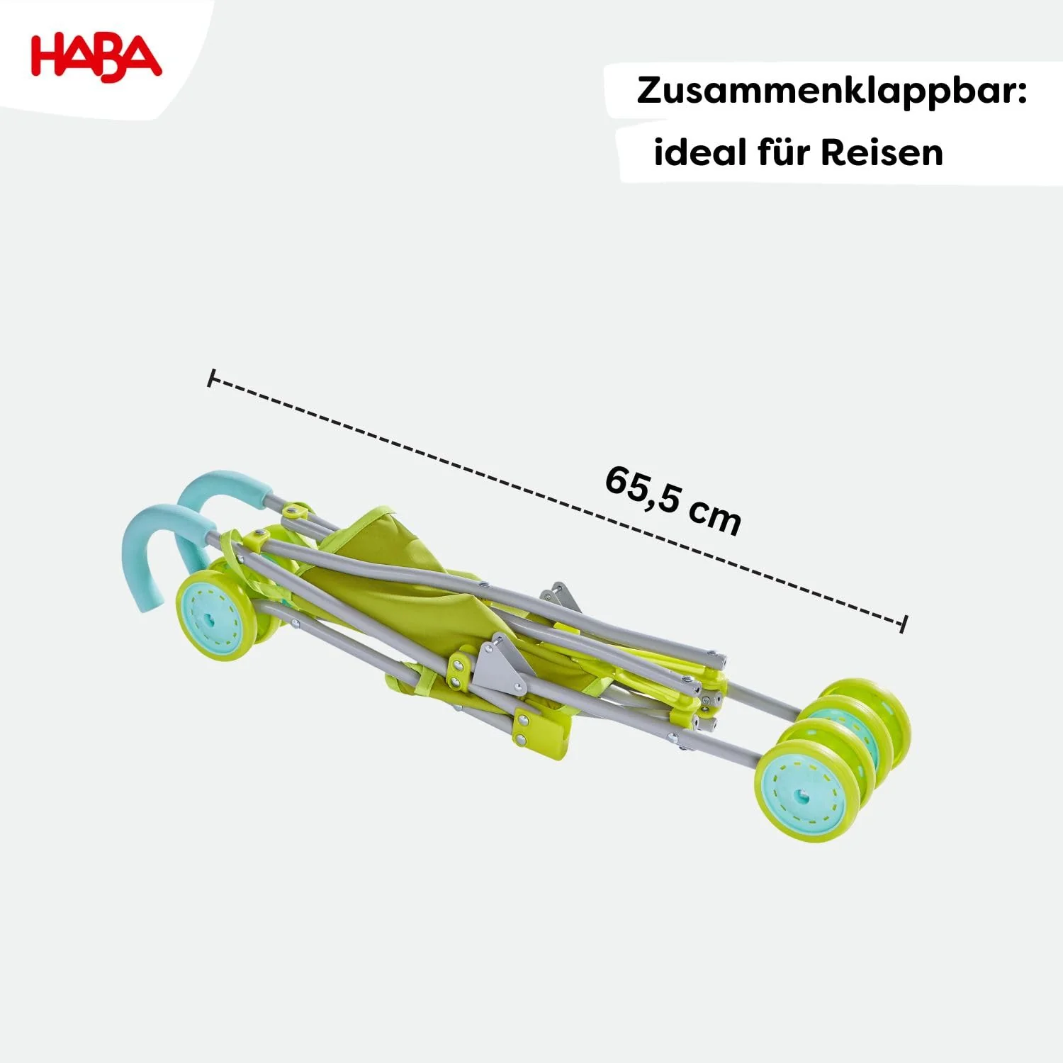 HABA Puppenbuggy Sommerwiese – Faltbarer Puppenwagen mit gepolsterten Griffen und waschbarem Bezug – Für Puppen und Stofftiere bis 45 cm – Puppenzubehör für Kinder ab 3 Jahren – 1306208001 - Image 6