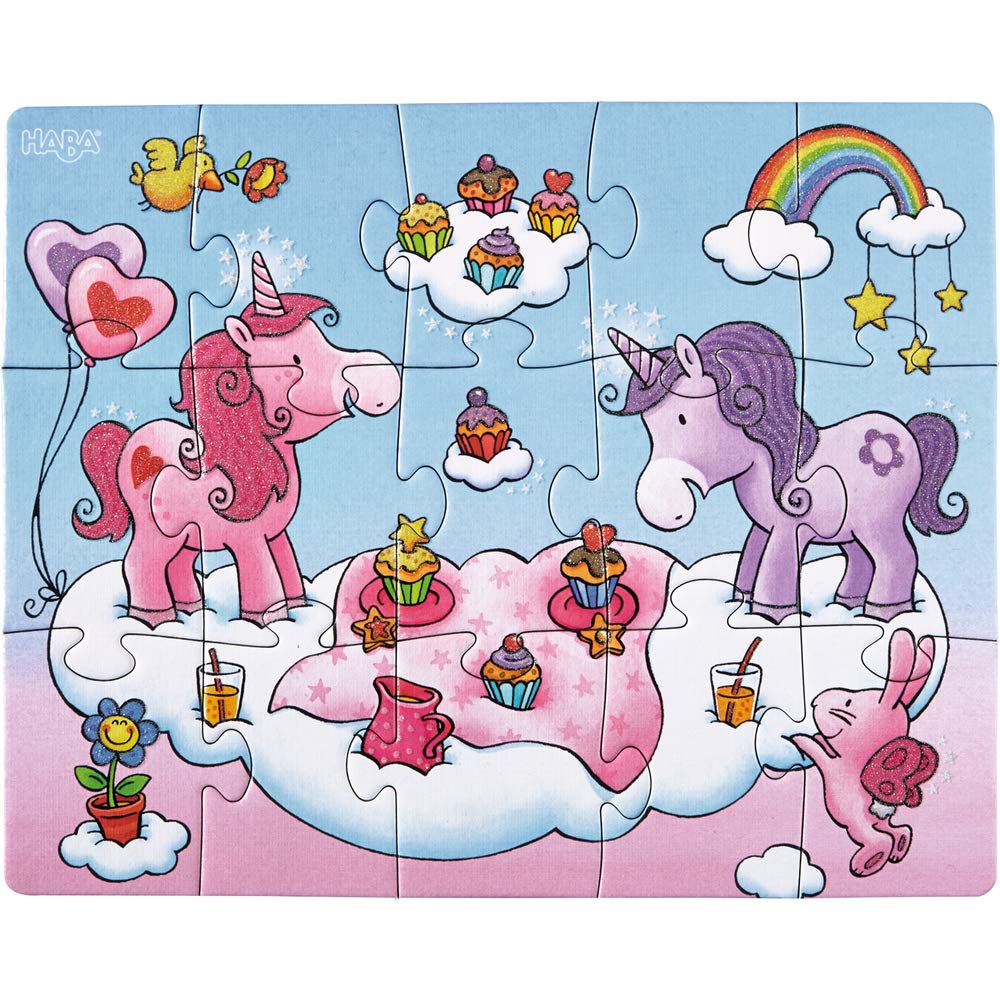 HABA Puzzles Einhorn Glitzerglück – 3 Zauberhafte Glitzerpuzzles mit Einhornmotiven, jeweils 12, 15 & 18 Teile – Fördert Motorik & Konzentration ab 3 Jahren – 1300299001 - Image 5