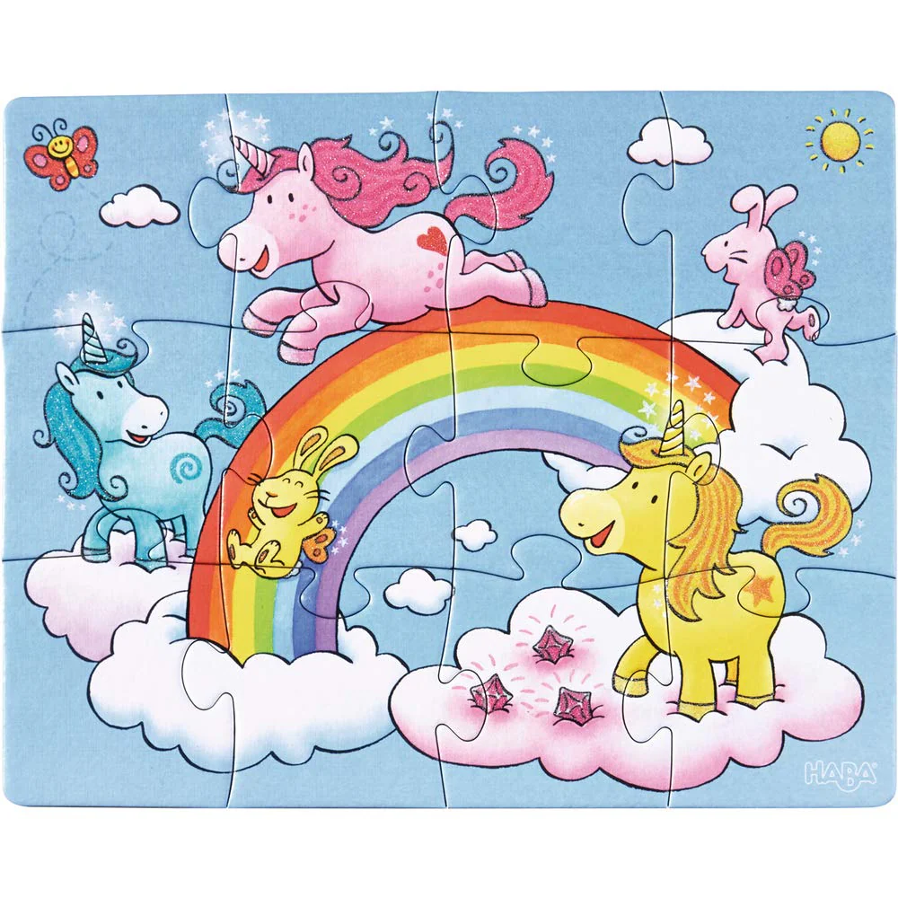 HABA Puzzles Einhorn Glitzerglück – 3 Zauberhafte Glitzerpuzzles mit Einhornmotiven, jeweils 12, 15 & 18 Teile – Fördert Motorik & Konzentration ab 3 Jahren – 1300299001 - Image 7
