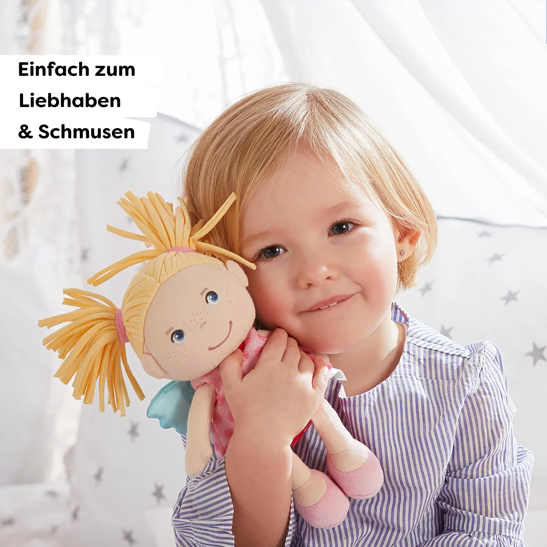 HABA Schutzengel Finja – Kuschelige Stoffpuppe (20 cm), perfektes Willkommensgeschenk für Babys & Kleinkinder – Waschbar bei 30 °C – 1304103001 - Image 10