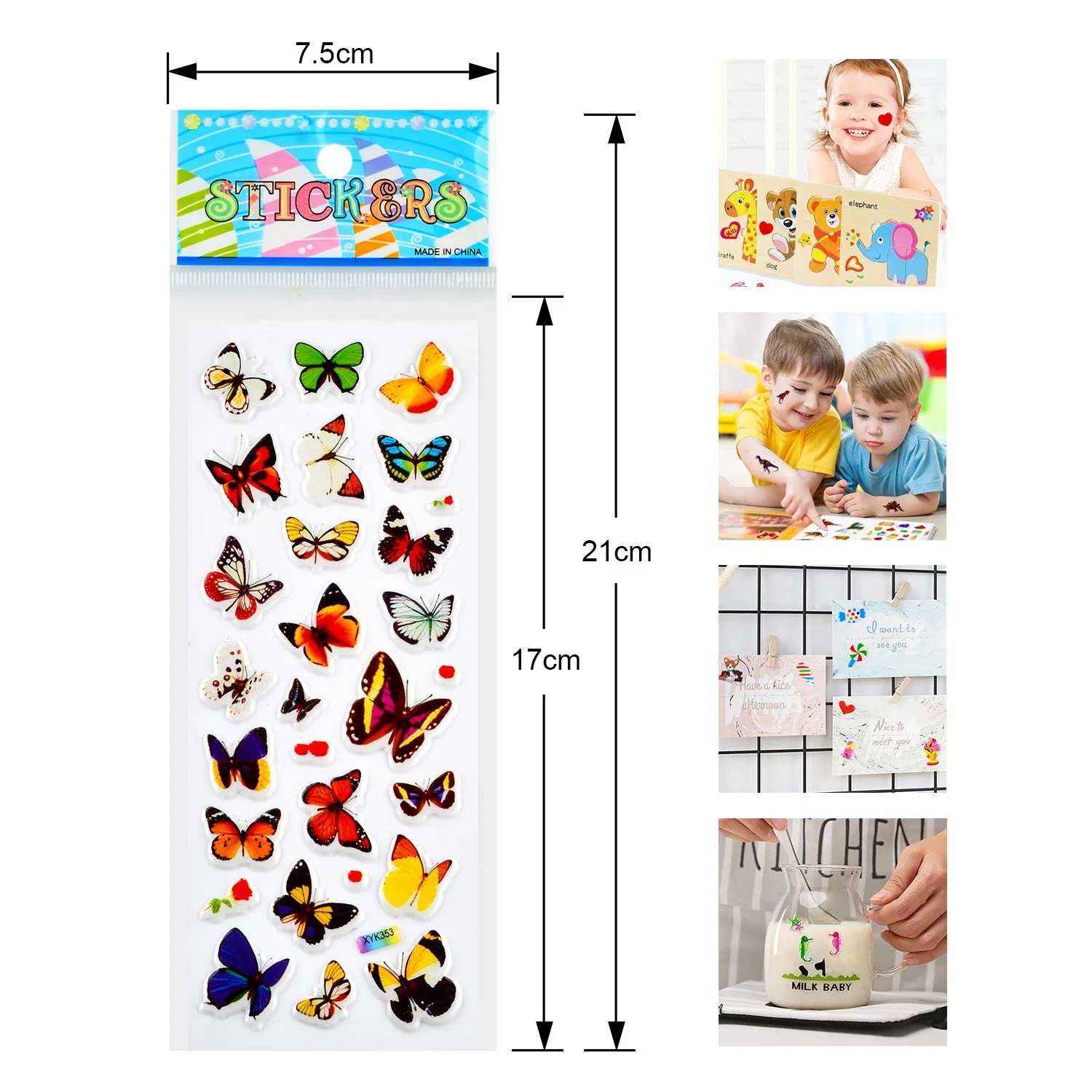Habett 3D Aufkleber für Kinder & Kleinkinder, 920+ Geschwollen Stickers, Niedliche Verschiedene Set Buchstab en, Tier, Obst, Zahlen, Schmetterlinge, Einhorn, Dinosaurier und vieles mehr (36 Bogen) - Image 6