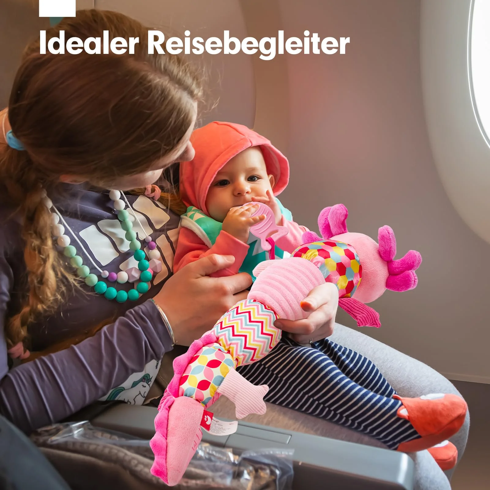 Hahaland Baby Spielzeug 0 3 6 Monate - Axolotl Musikspielzeug mit Rassel, Beißring, Spiegel und Lineal - Geschenk für Baby Mädchen und Neugeborene, Tummy Time Toy, Montessori, Sensorik spielzeug - Image 3