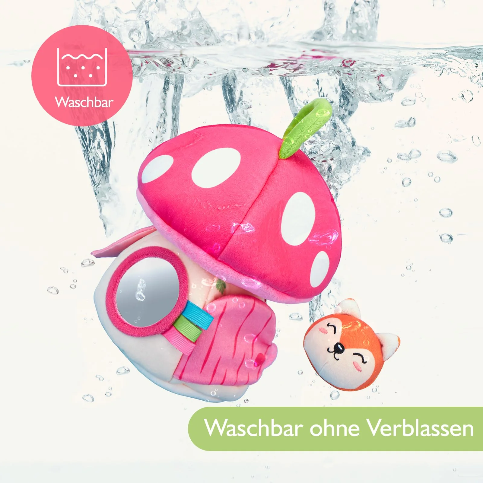hahaland Baby Spielzeug 6 12 18 Monate, Pilzhaus mit Tieren Rassel, Krepppapier,Spiegel,Lernspielzeug für Babys Fördert Sensorische & Motorik,Montessori Spielzeug Geschenk für Kleinkinder 1 2 3 Jahren - Image 4
