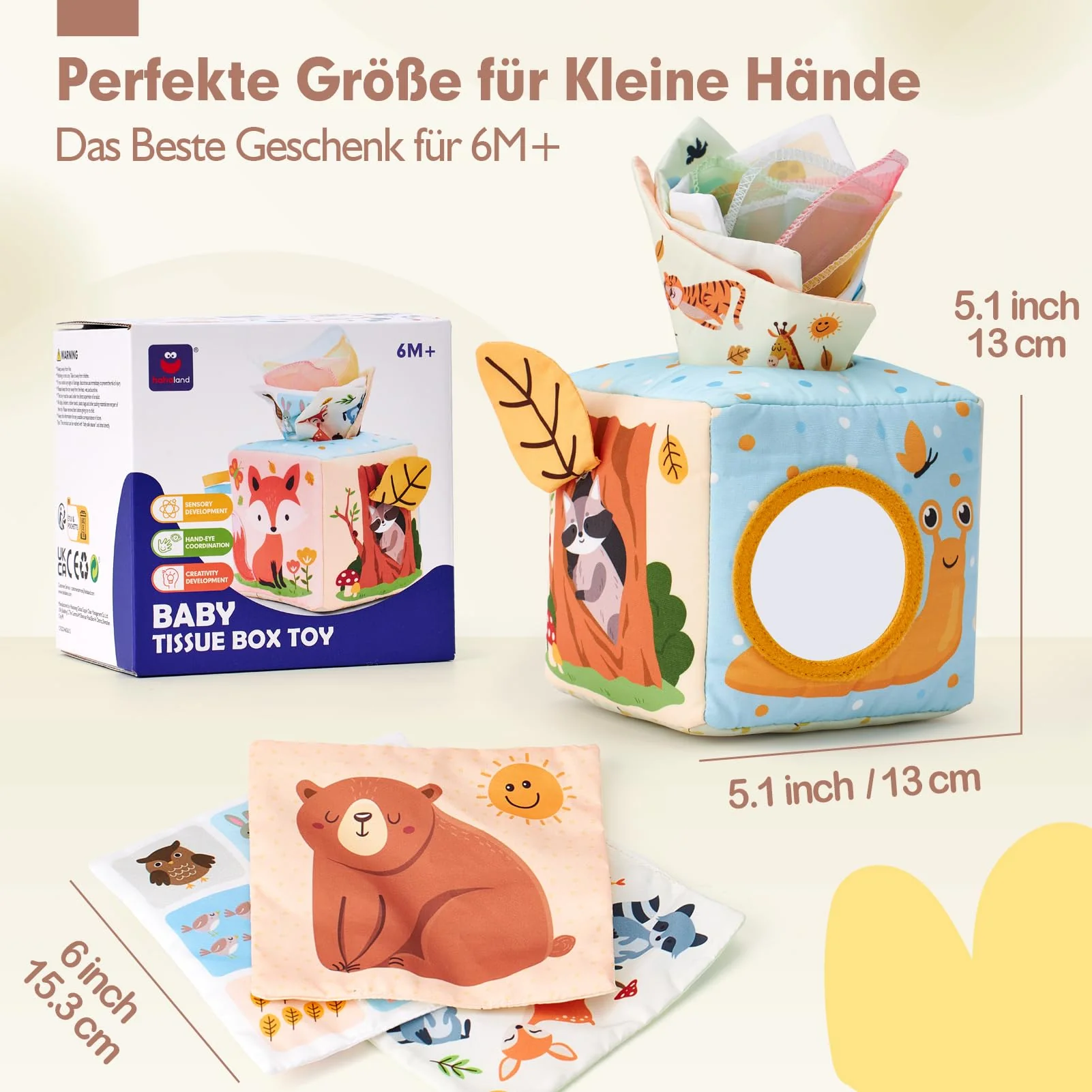 hahaland Baby Spielzeug 6 12 Monate Tissue Box Toy Montessori motorik Sensorik Spielzeug, Bauchlage Kontrastreiche Spielzeug für Babys Geschenk - Image 3